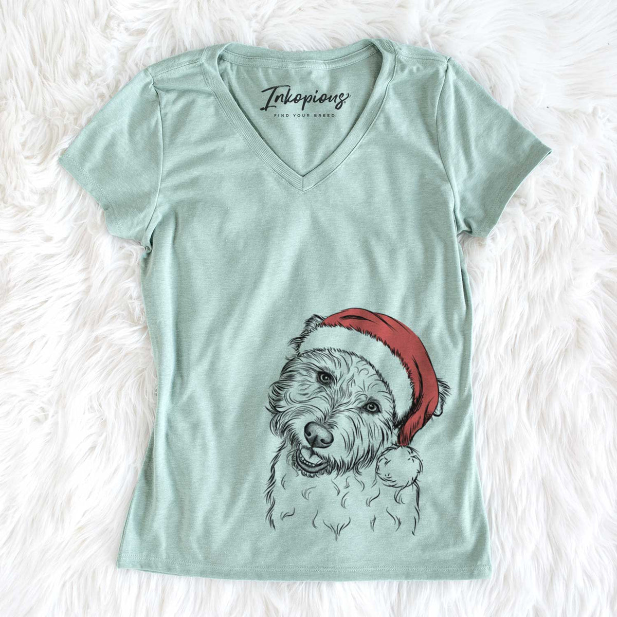 Santa Duffy the Glen of Imaal Terrier - Women&#39;s V-neck Shirt