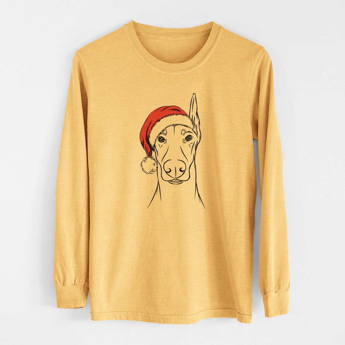 Santa Duke the Doberman Pinscher - Heavyweight 100% Cotton Long Sleeve