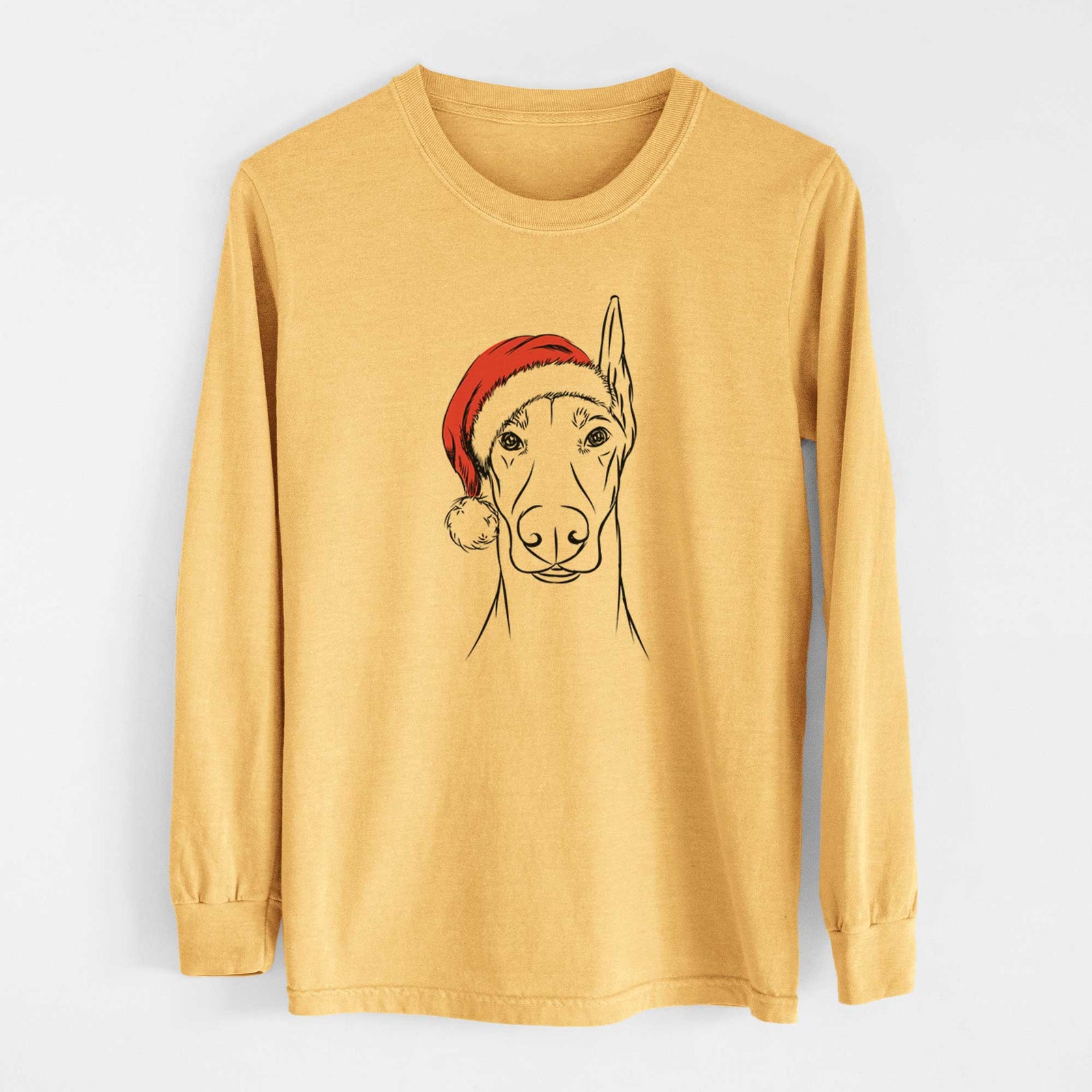 Santa Duke the Doberman Pinscher - Heavyweight 100% Cotton Long Sleeve