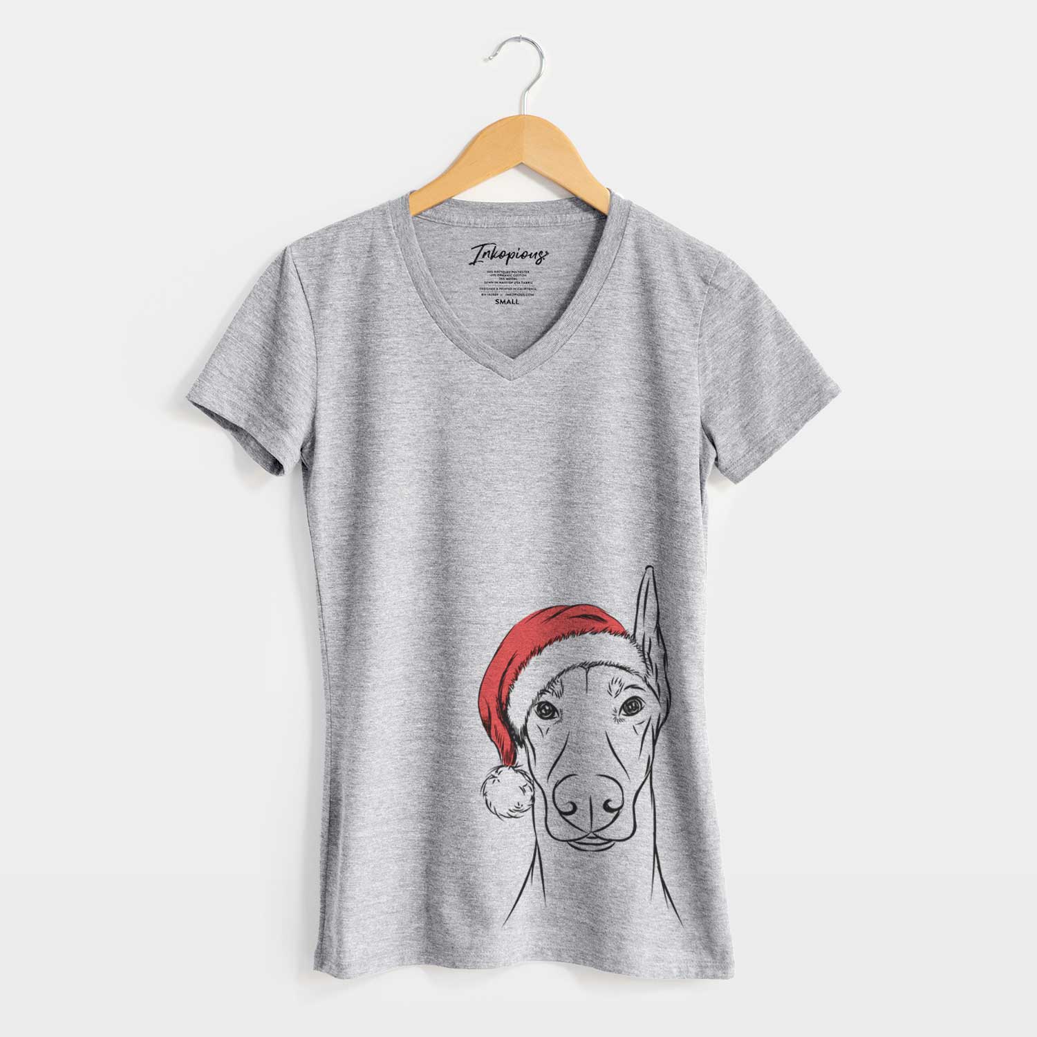 Santa Duke the Doberman Pinscher - Women's V-neck Shirt