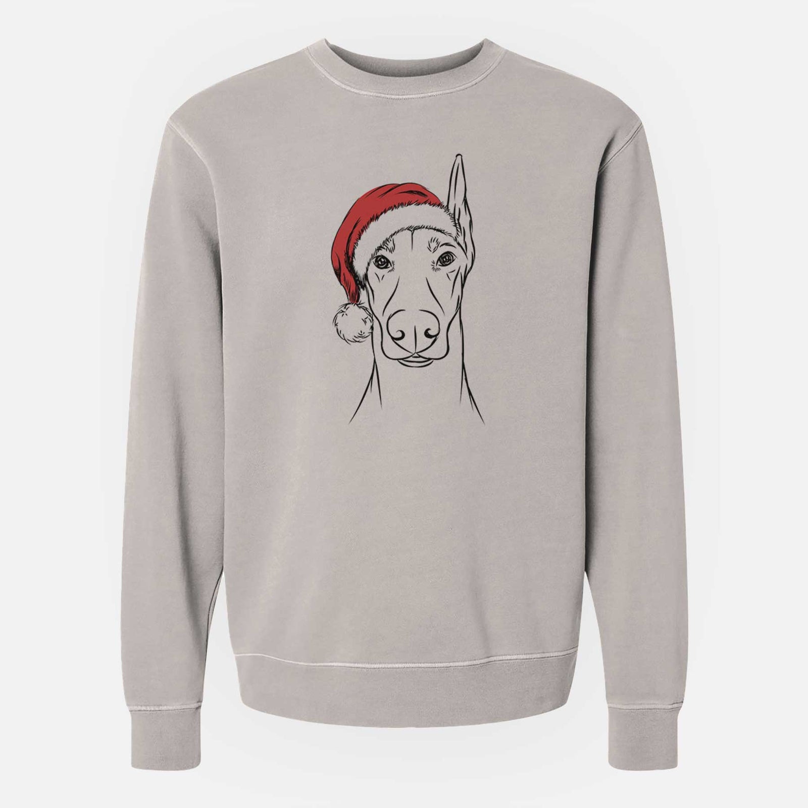 Santa Duke the Doberman Pinscher - Unisex Pigment Dyed Crew Sweatshirt