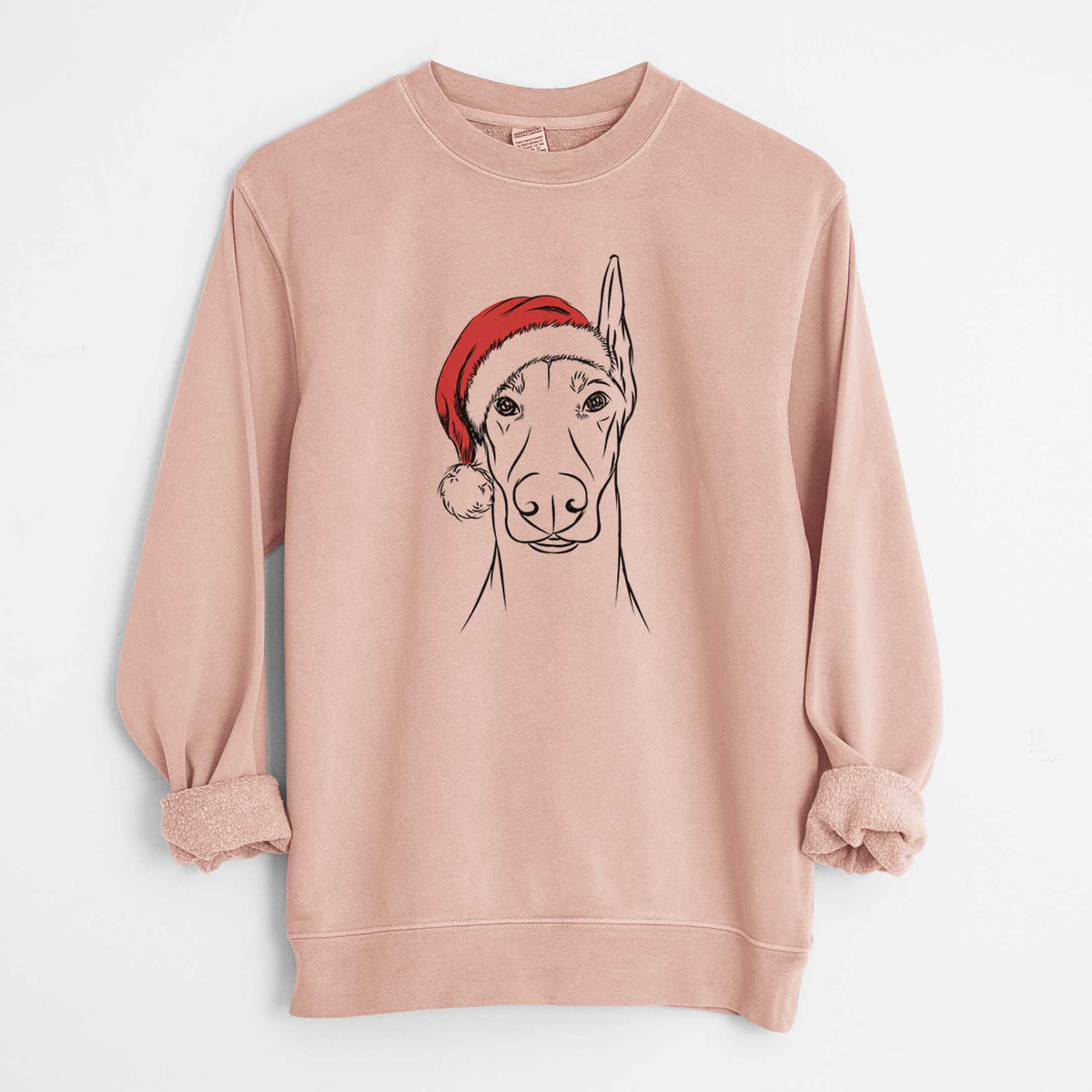 Santa Duke the Doberman Pinscher - Unisex Pigment Dyed Crew Sweatshirt