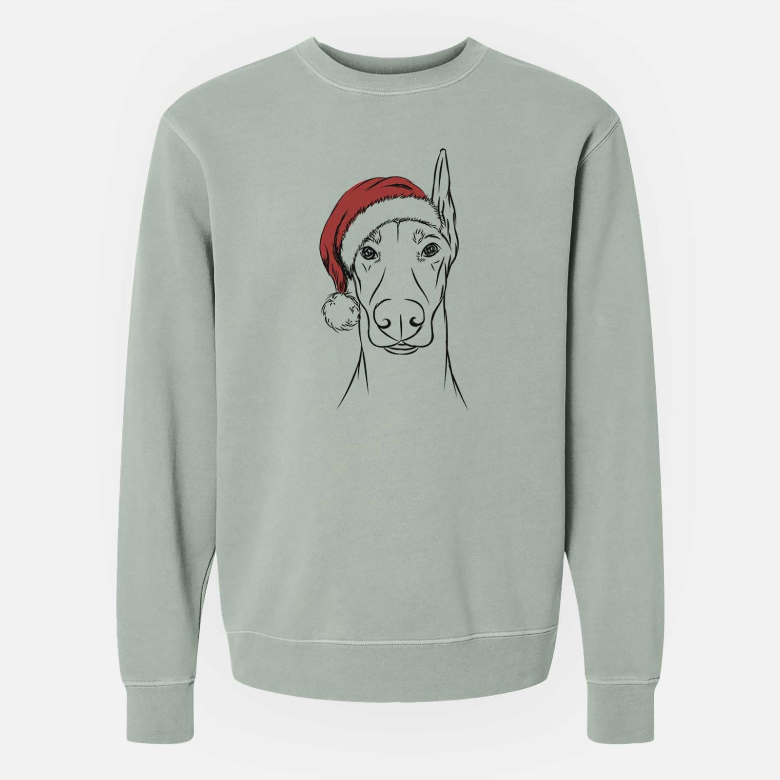 Santa Duke the Doberman Pinscher - Unisex Pigment Dyed Crew Sweatshirt