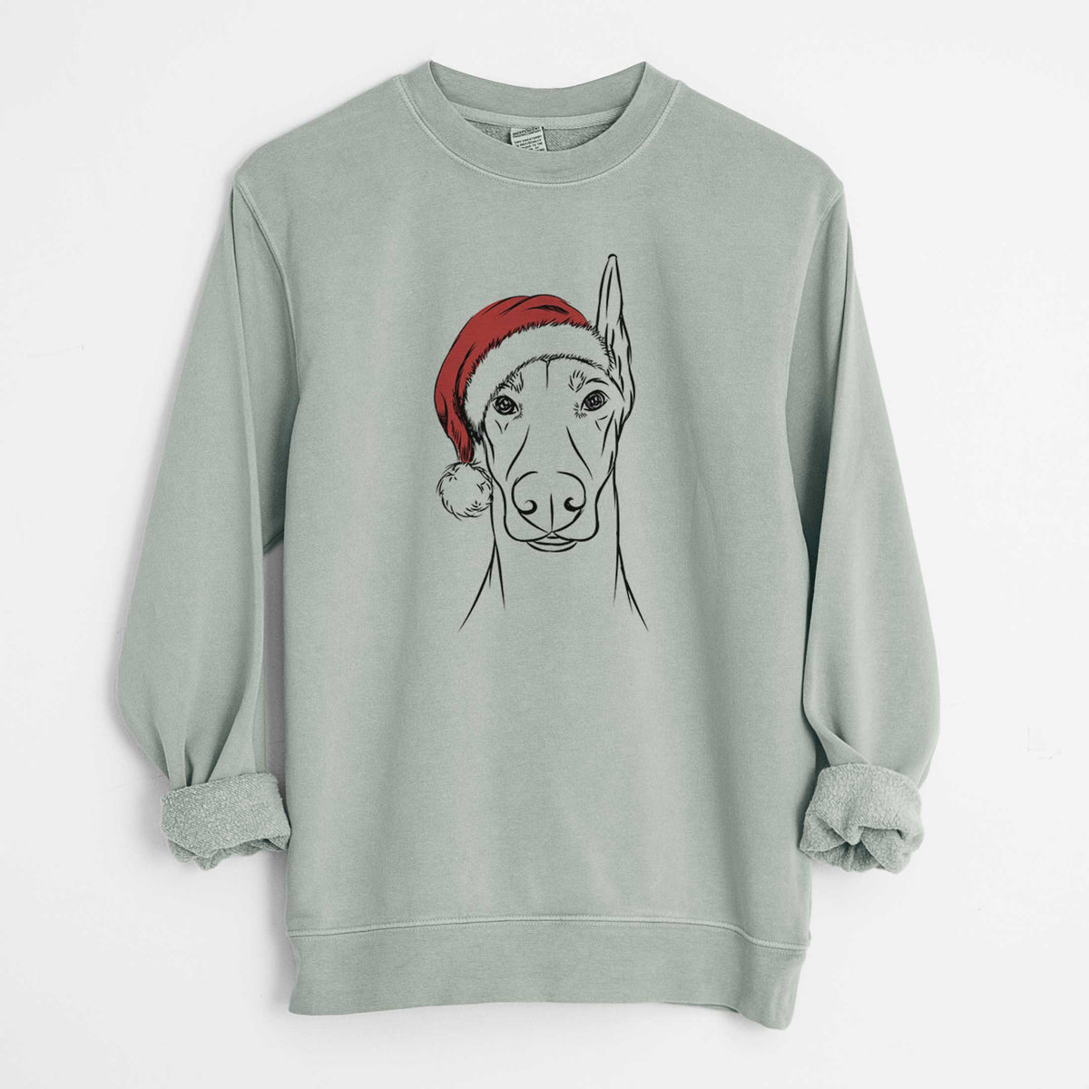 Santa Duke the Doberman Pinscher - Unisex Pigment Dyed Crew Sweatshirt