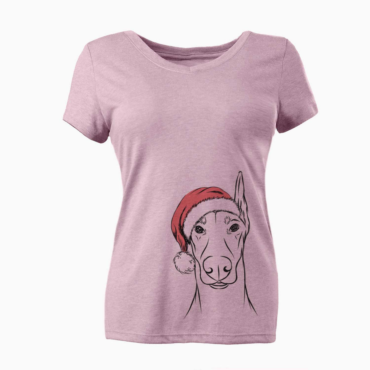 Santa Duke the Doberman Pinscher - Women's V-neck Shirt