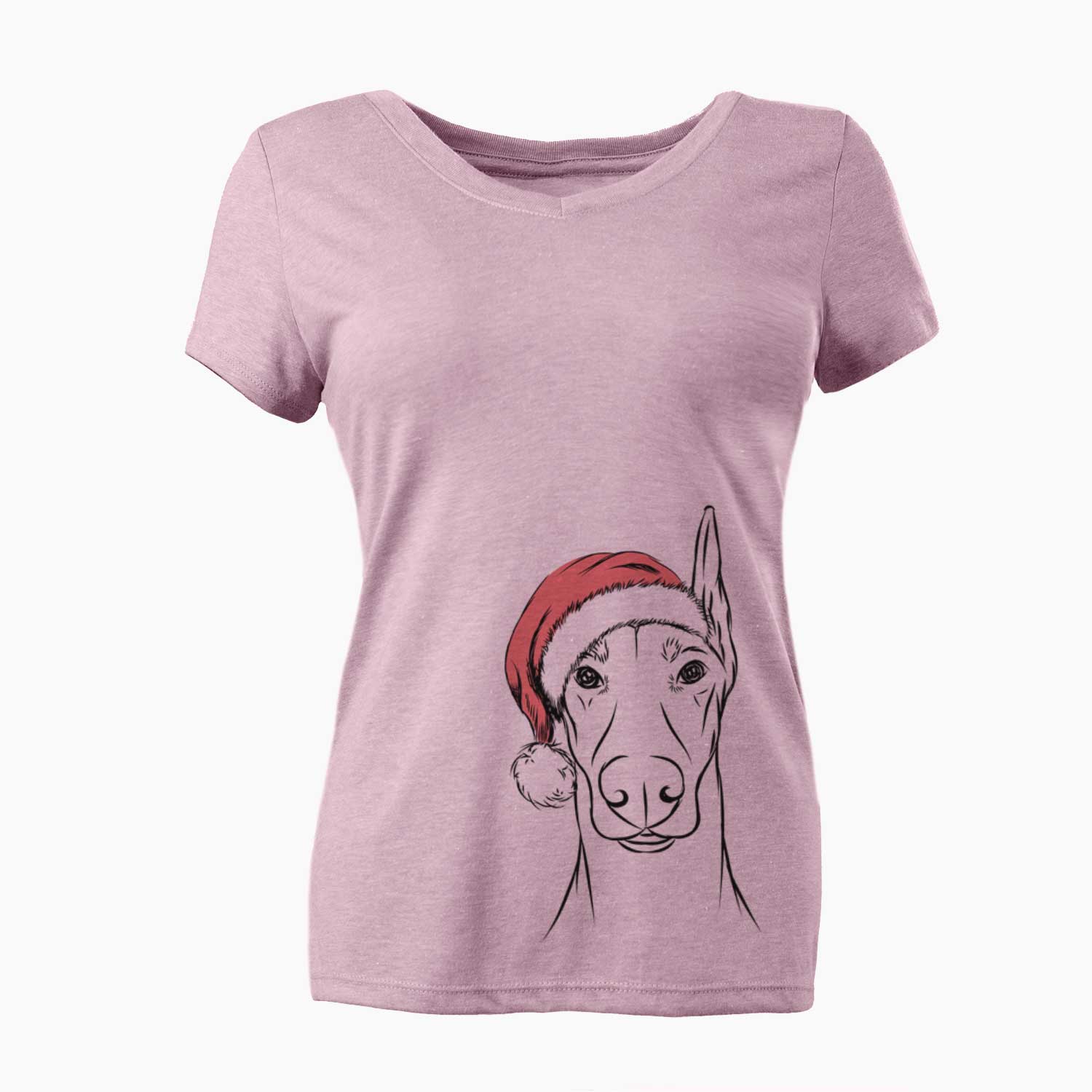 Santa Duke the Doberman Pinscher - Women's V-neck Shirt