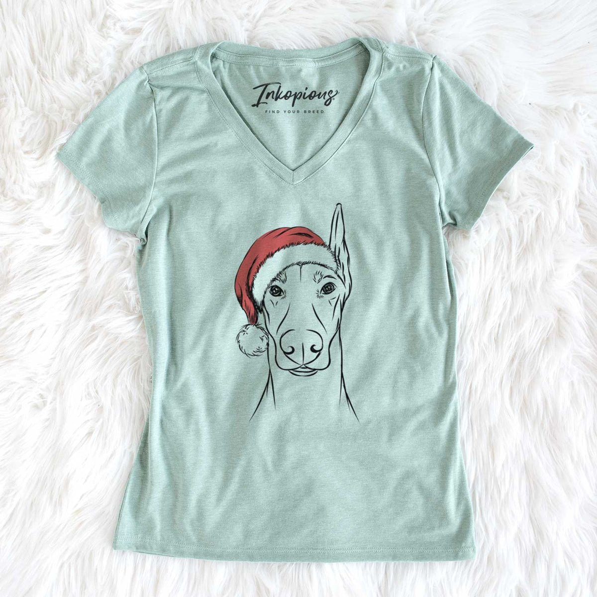 Santa Duke the Doberman Pinscher - Women's V-neck Shirt