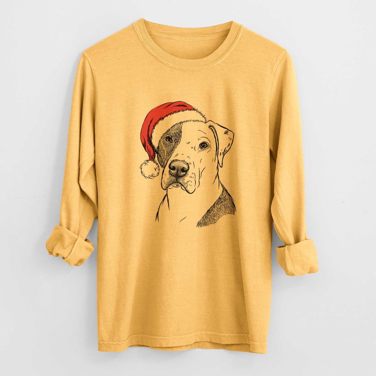 Santa Duke the American Staffordshire Terrier Mix - Heavyweight 100% Cotton Long Sleeve