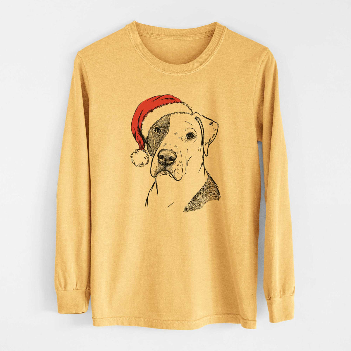 Santa Duke the American Staffordshire Terrier Mix - Heavyweight 100% Cotton Long Sleeve