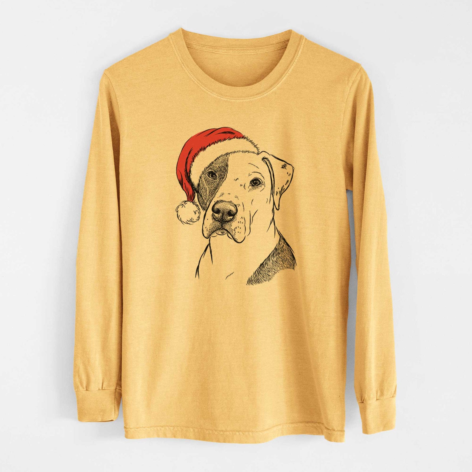 Santa Duke the American Staffordshire Terrier Mix - Heavyweight 100% Cotton Long Sleeve