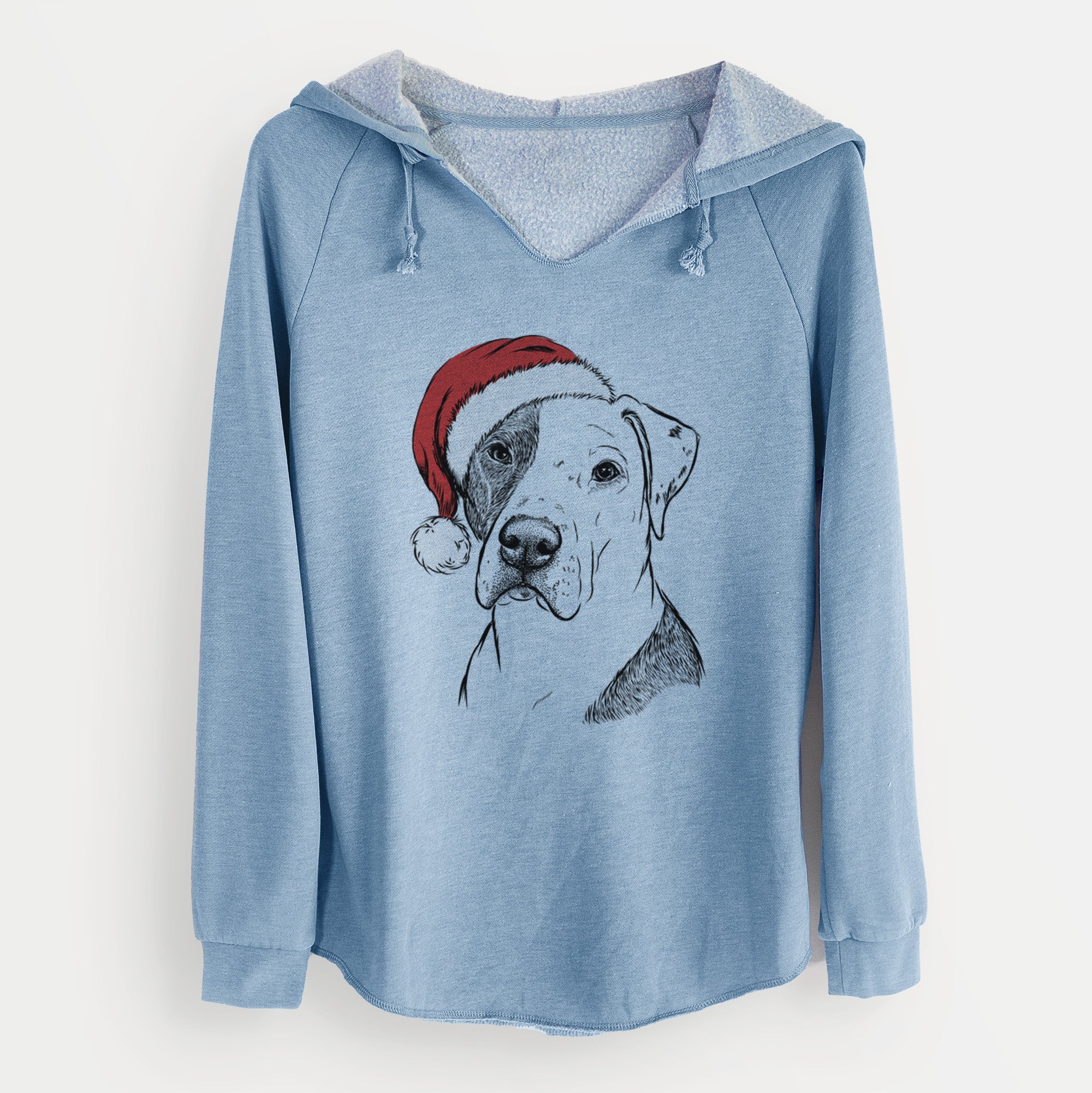 Santa Duke the American Staffordshire Terrier Mix - Cali Wave Hooded Sweatshirt