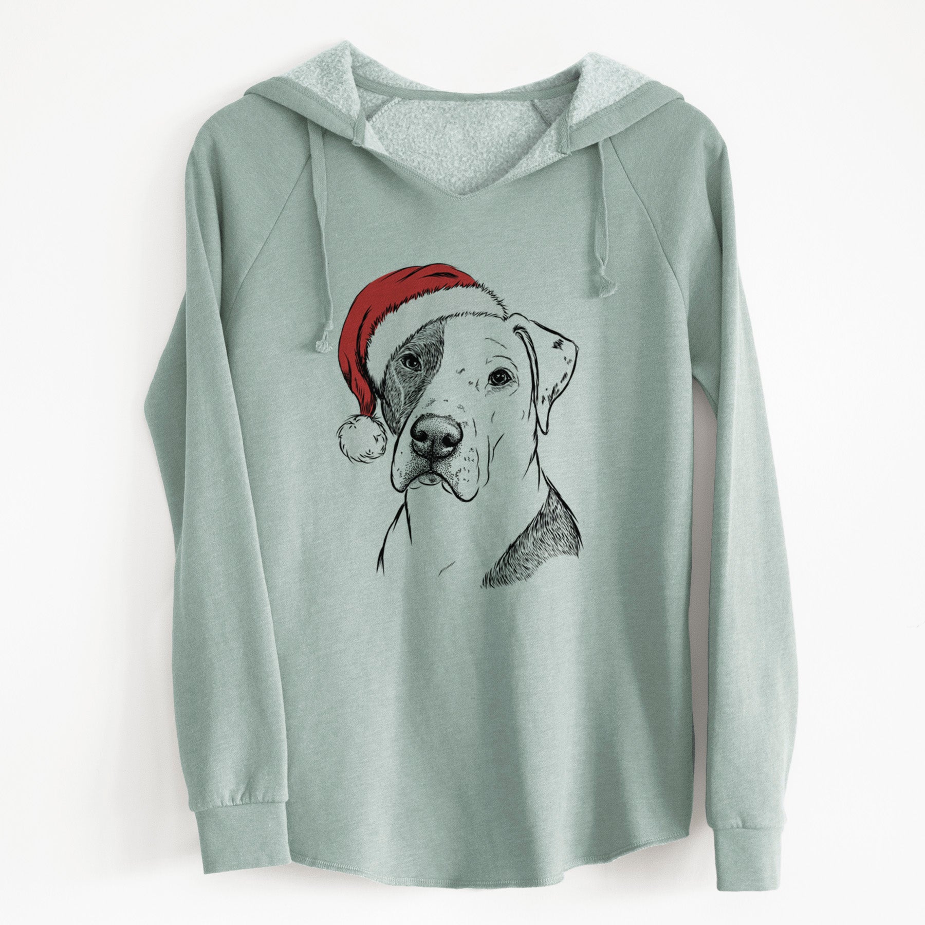 Santa Duke the American Staffordshire Terrier Mix - Cali Wave Hooded Sweatshirt