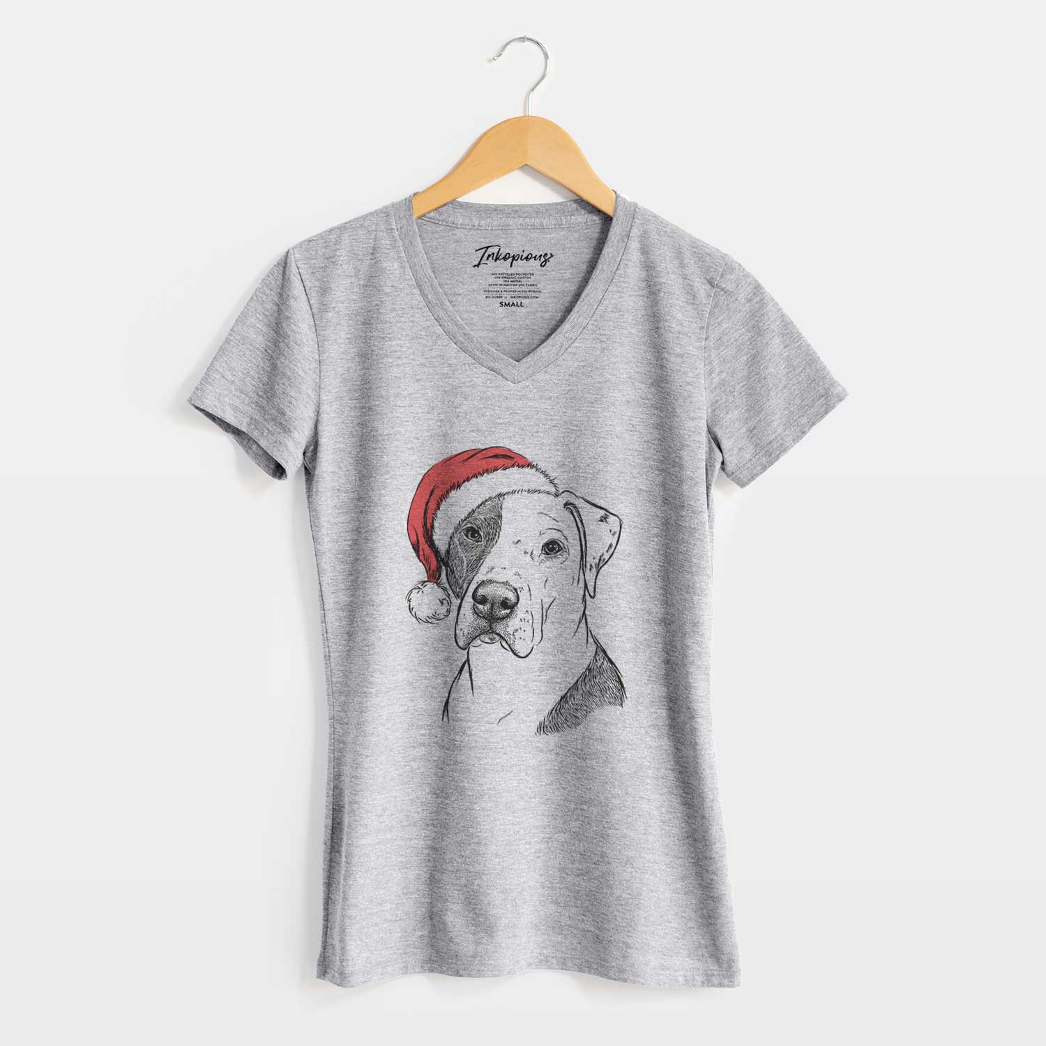 Santa Duke the American Staffordshire Terrier Mix - Women's V-neck Shirt