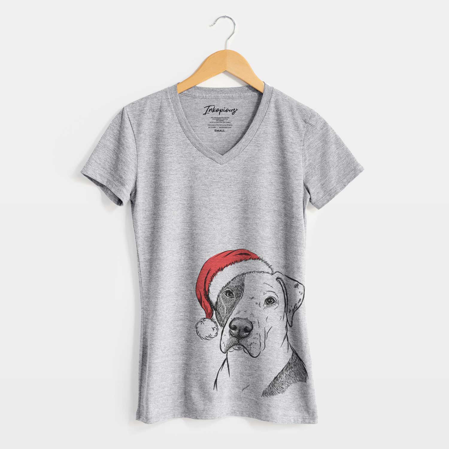 Santa Duke the American Staffordshire Terrier Mix - Women's V-neck Shirt