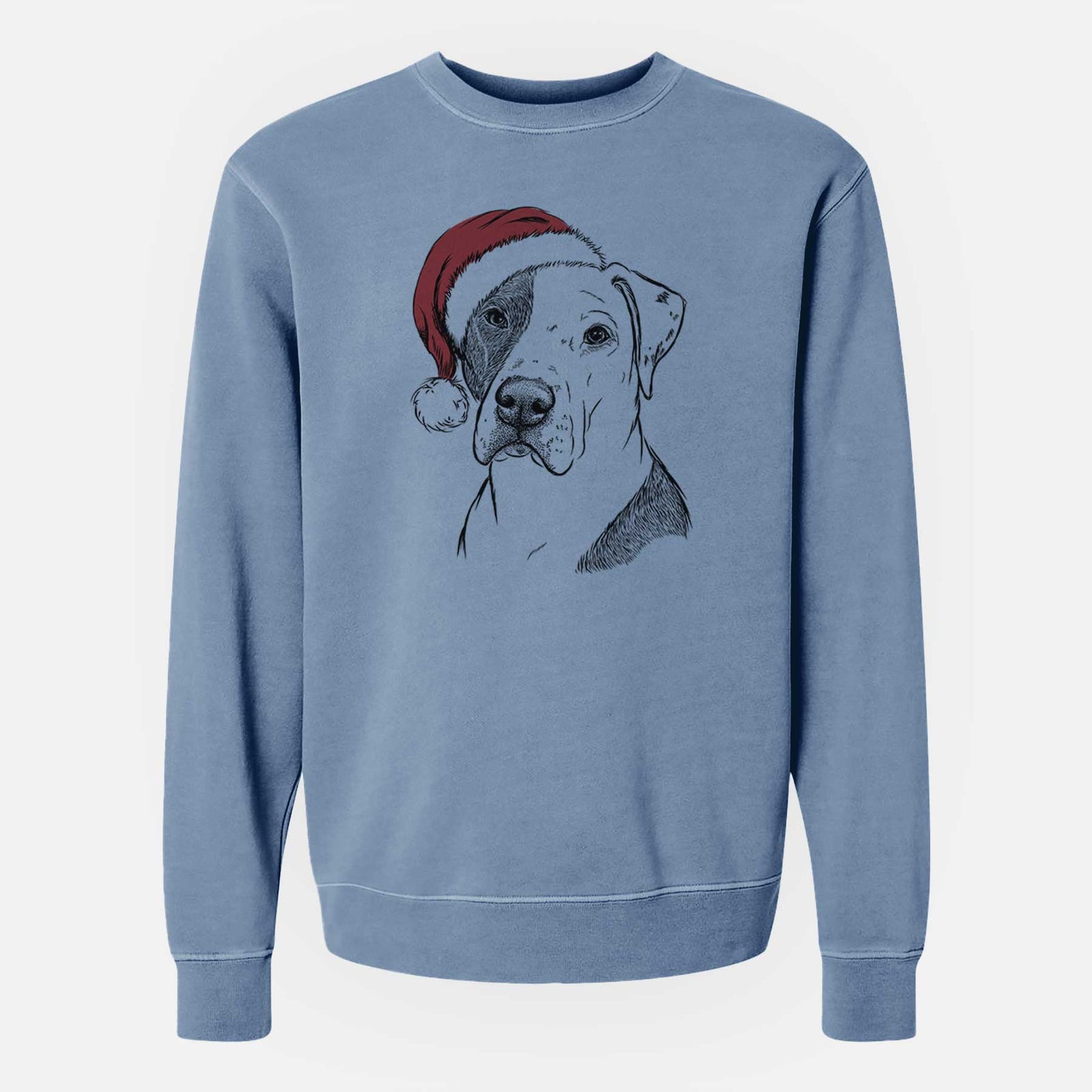 Santa Duke the American Staffordshire Terrier Mix - Unisex Pigment Dyed Crew Sweatshirt