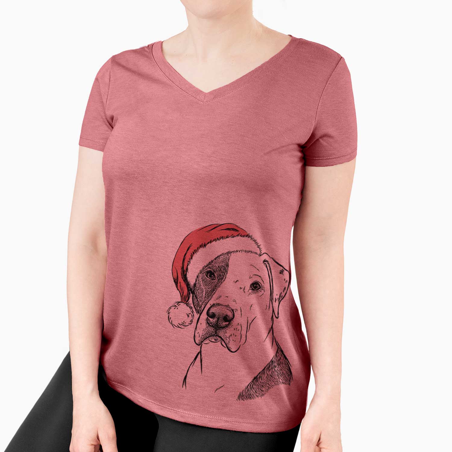 Santa Duke the American Staffordshire Terrier Mix - Women's V-neck Shirt