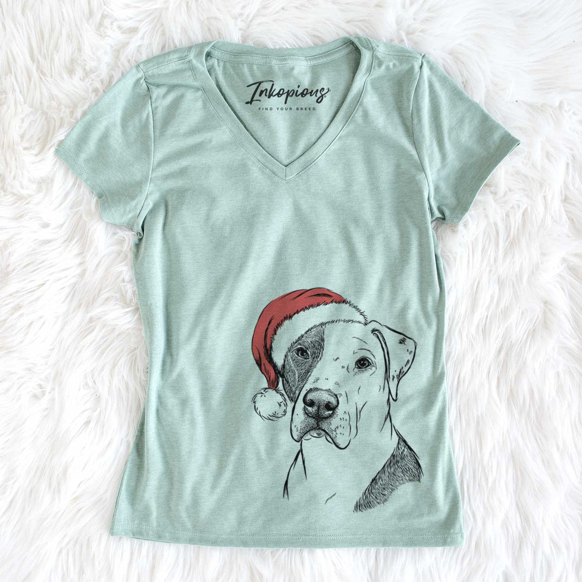 Santa Duke the American Staffordshire Terrier Mix - Women&#39;s V-neck Shirt