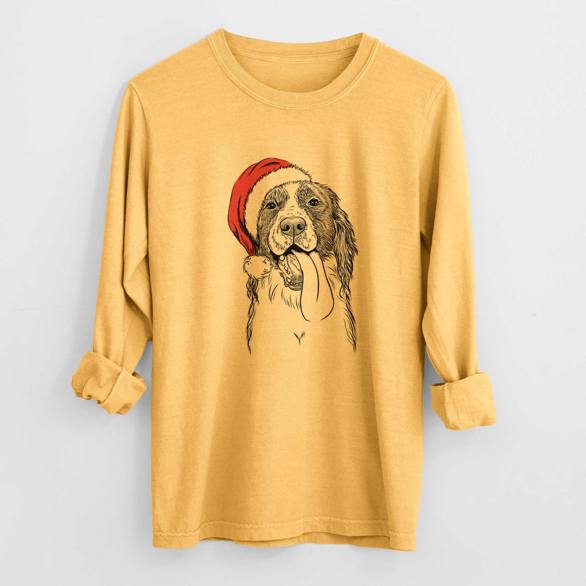 Santa Duke the English Springer Spaniel - Heavyweight 100% Cotton Long Sleeve