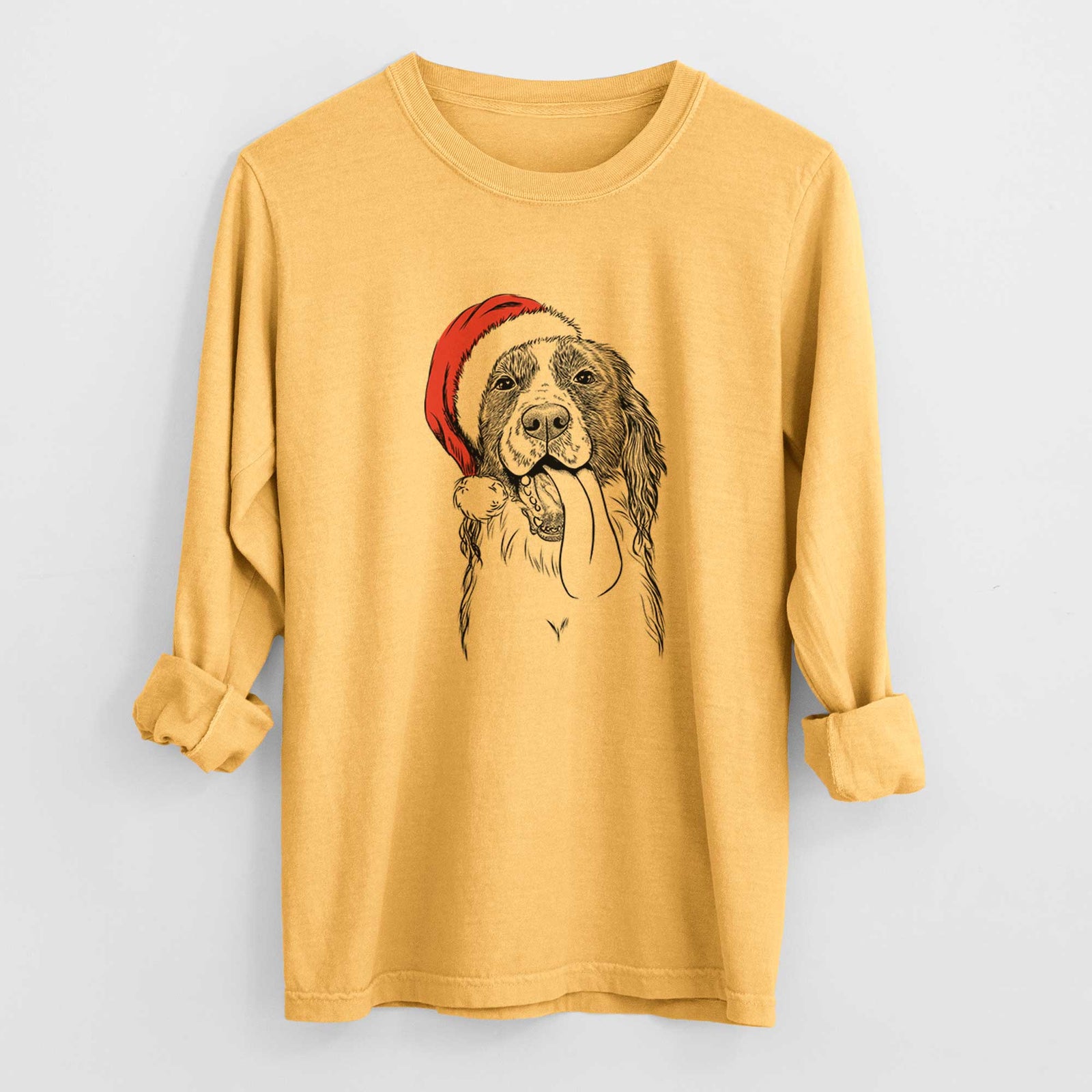 Santa Duke the English Springer Spaniel - Heavyweight 100% Cotton Long Sleeve