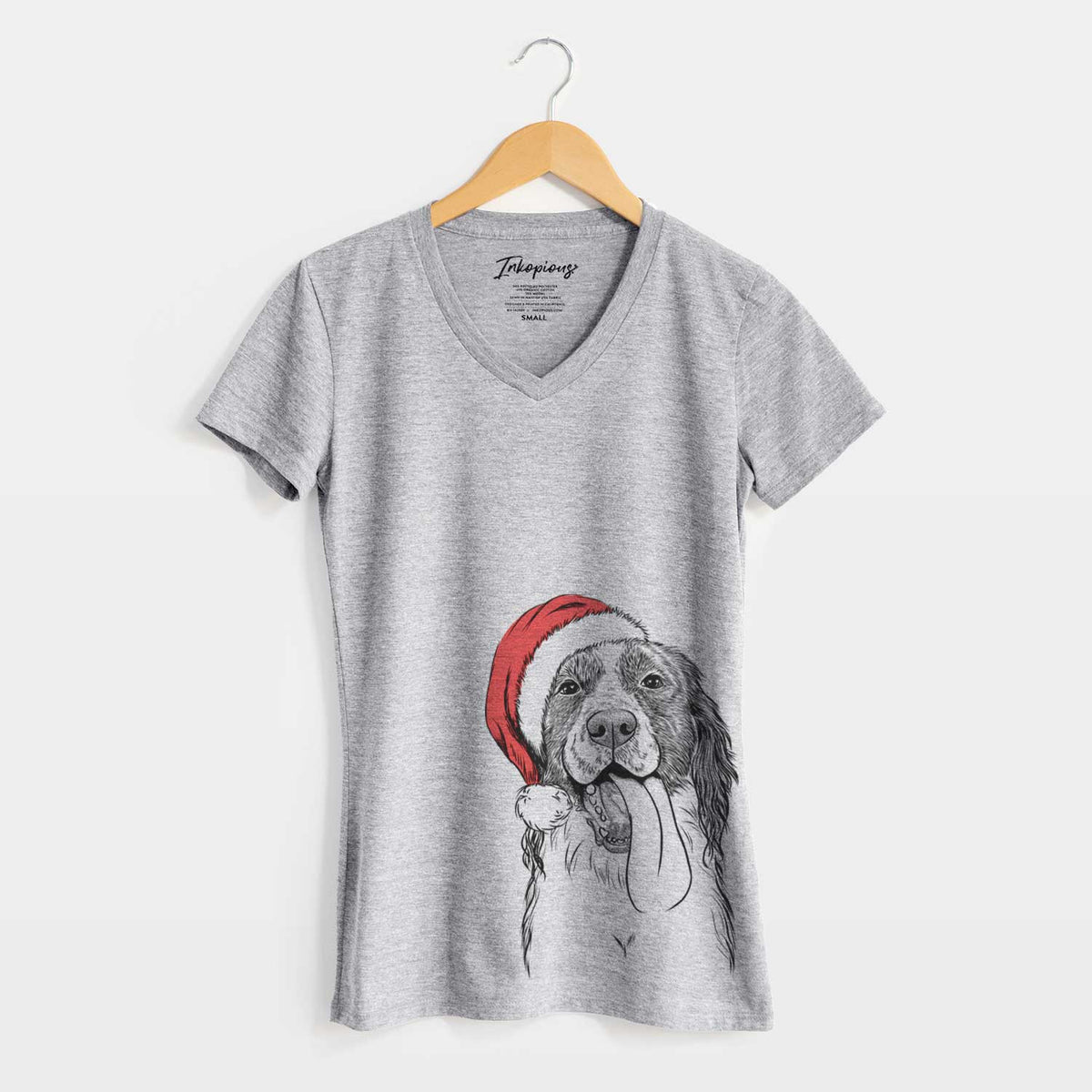 Santa Duke the English Springer Spaniel - Women's V-neck Shirt