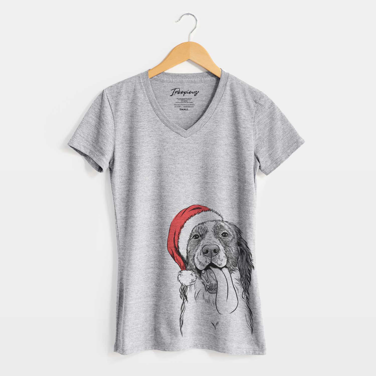 Santa Duke the English Springer Spaniel - Women's V-neck Shirt