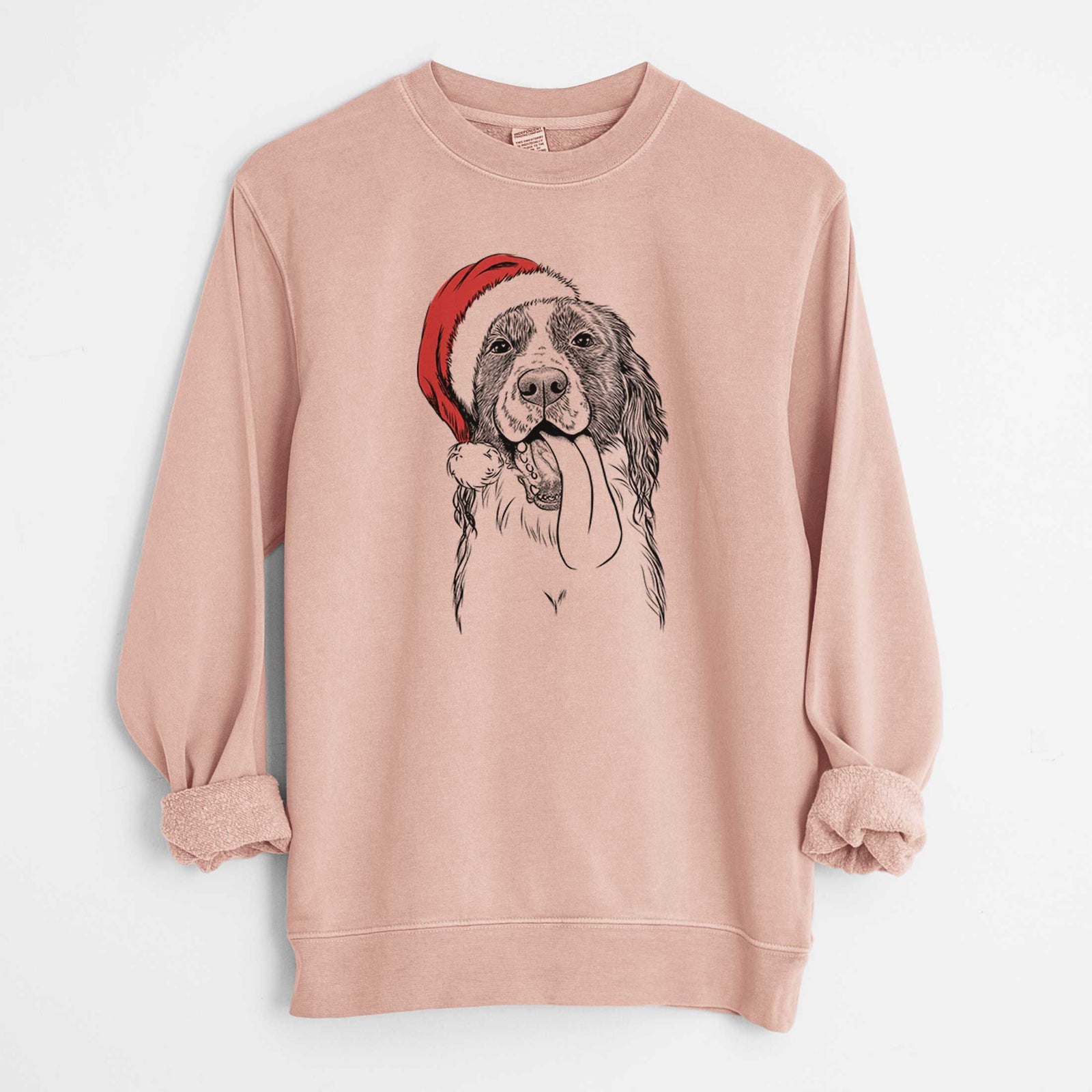 Santa Duke the English Springer Spaniel - Unisex Pigment Dyed Crew Sweatshirt