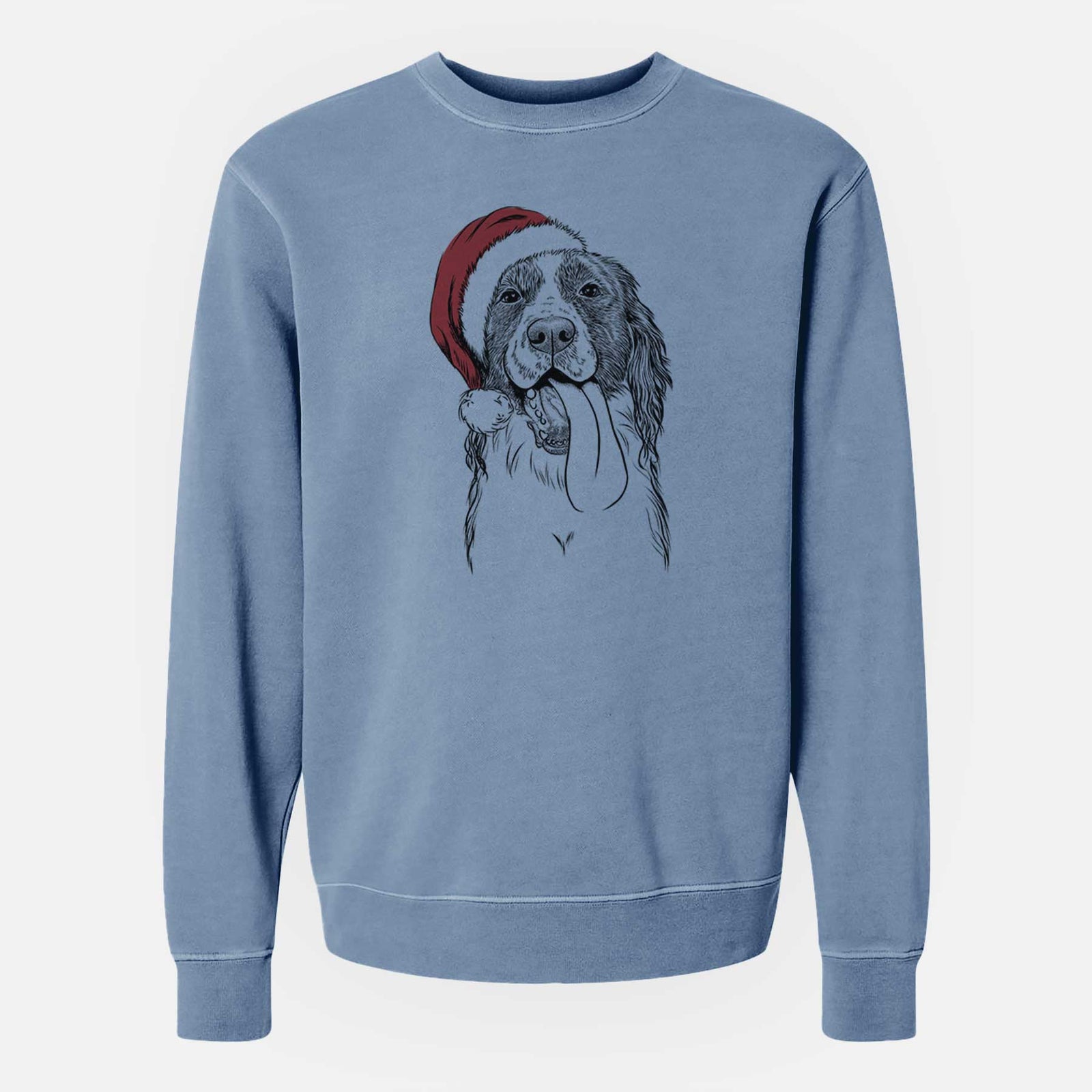 Santa Duke the English Springer Spaniel - Unisex Pigment Dyed Crew Sweatshirt