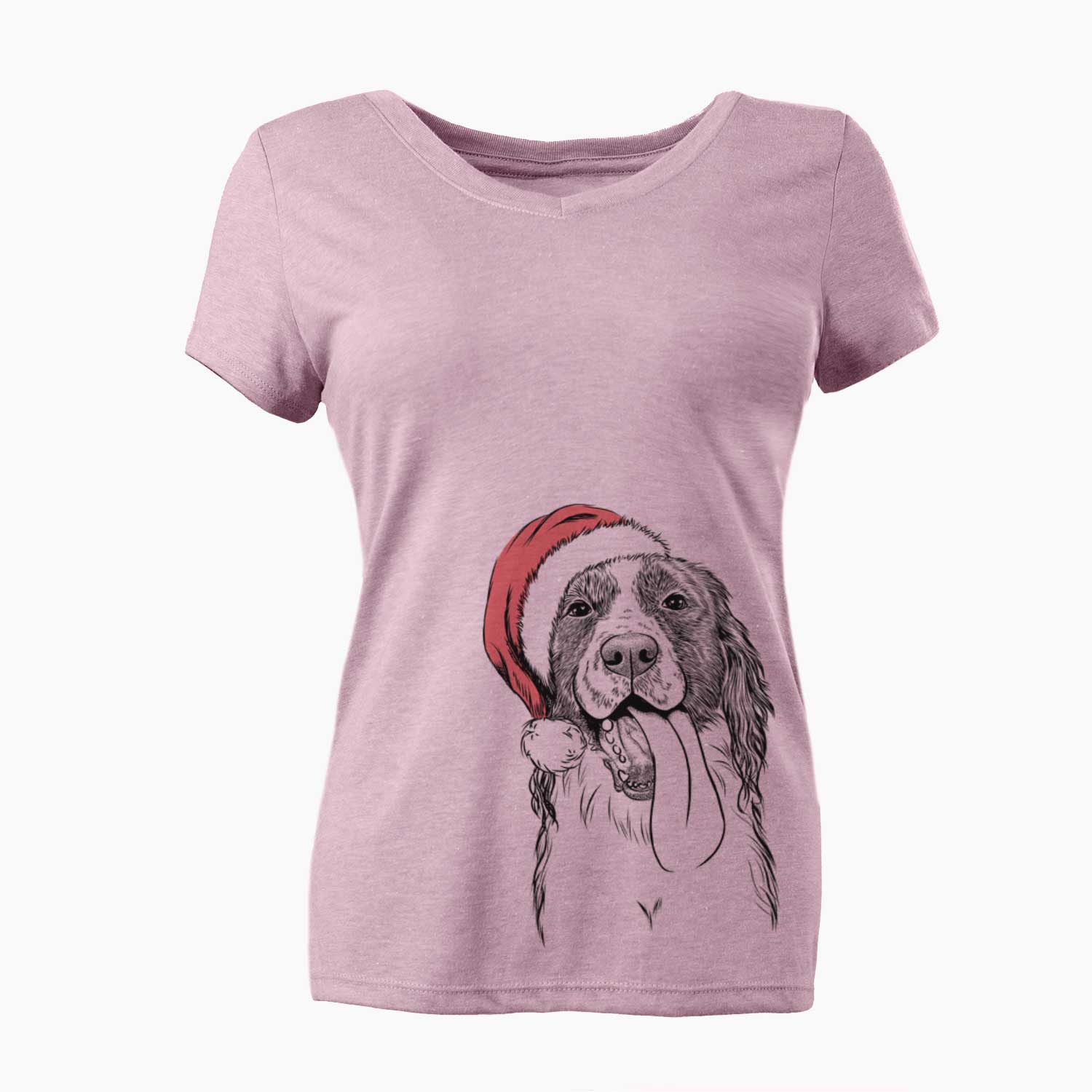 Santa Duke the English Springer Spaniel - Women's V-neck Shirt