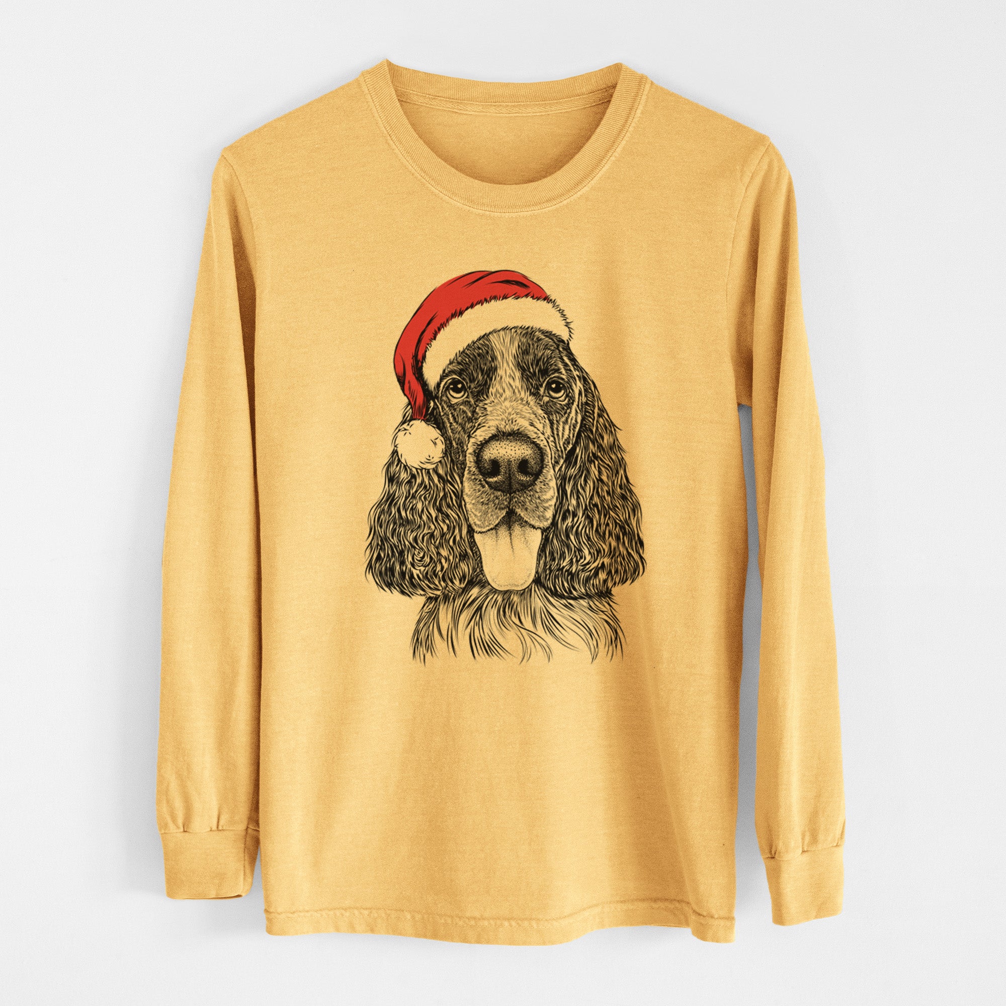 Santa Duke the English Springer Spaniel - Heavyweight 100% Cotton Long Sleeve