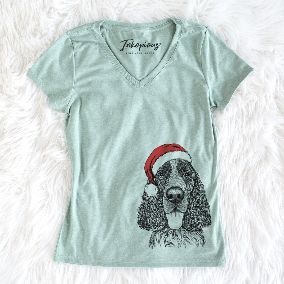 Santa Duke the English Springer Spaniel - Women&#39;s Perfect V-neck Shirt