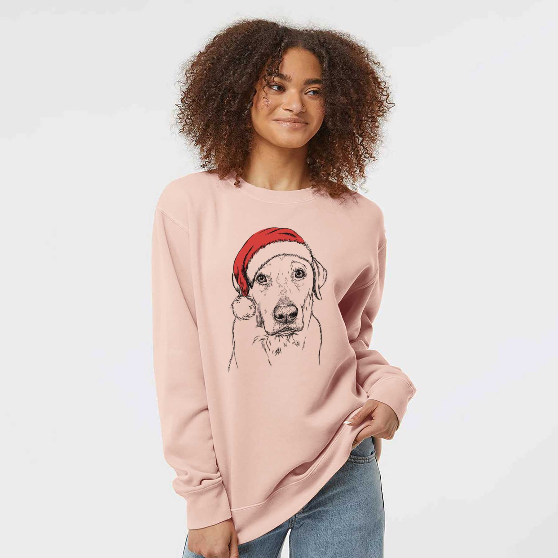 Santa Duke the Yellow Lab - Unisex Pigment Dyed Crew Sweatshirt