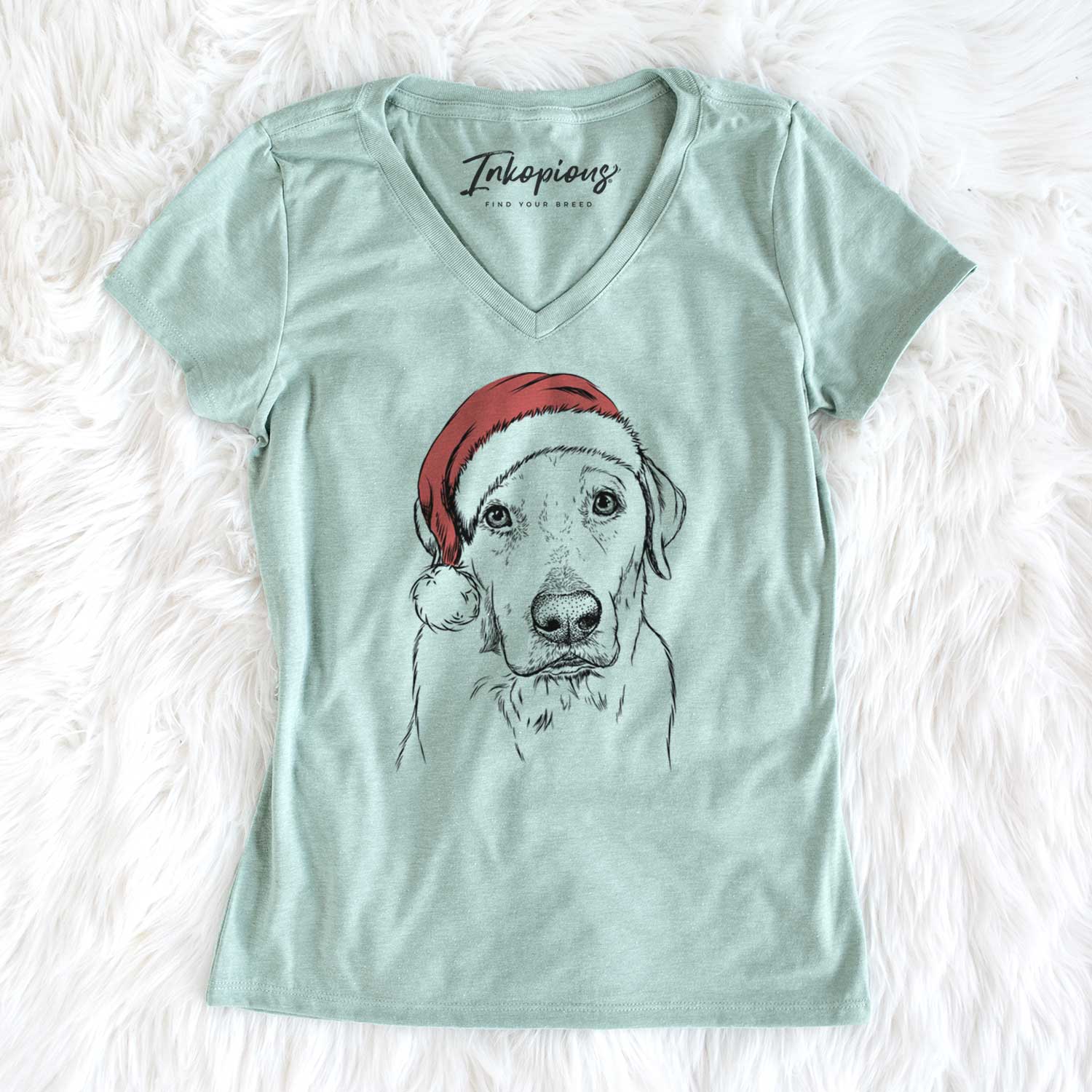 Santa Duke the Yellow Lab - Women's V-neck Shirt