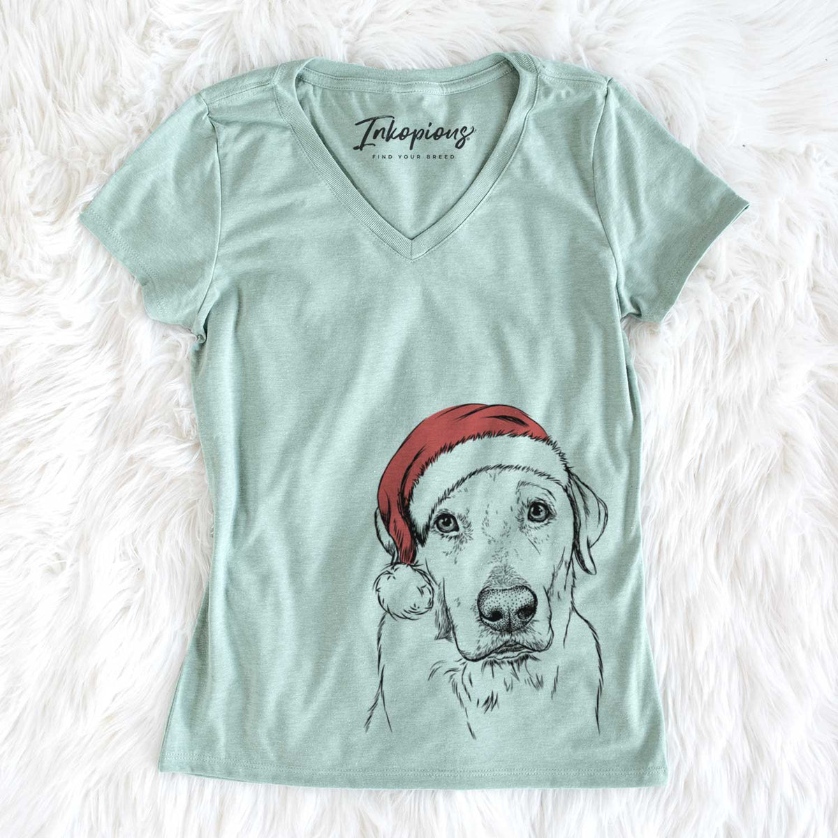 Santa Duke the Yellow Lab - Women&#39;s V-neck Shirt