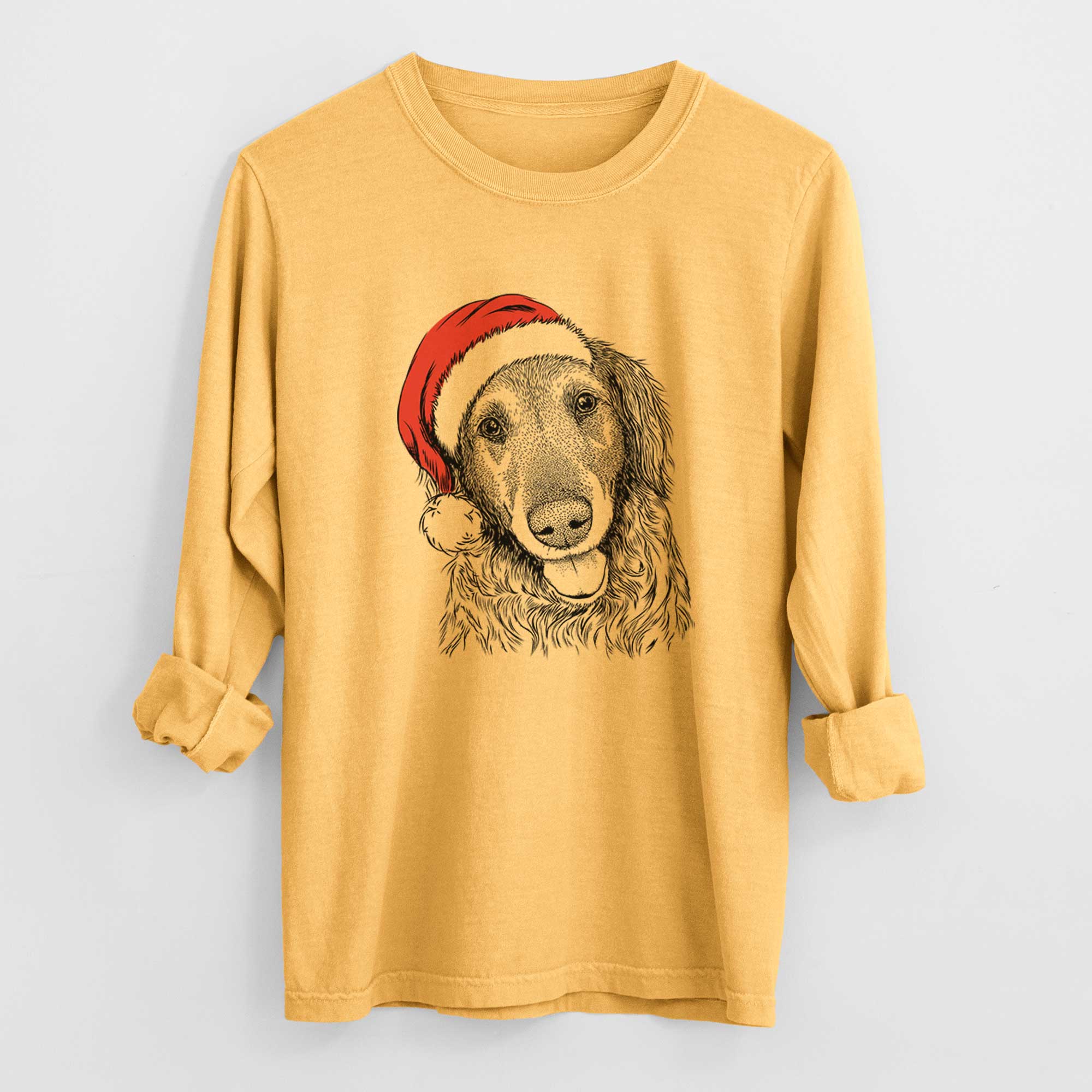 Santa Duncan the Golden Retriever - Heavyweight 100% Cotton Long Sleeve