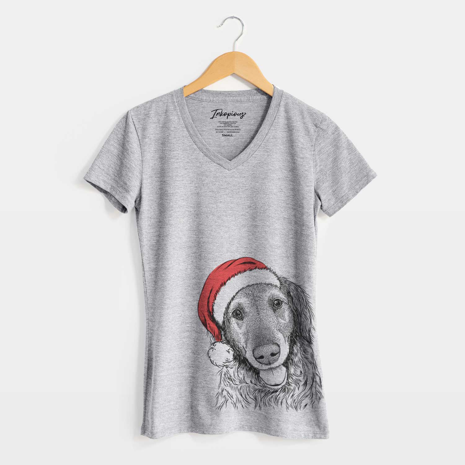 Santa Duncan the Golden Retriever - Women's V-neck Shirt