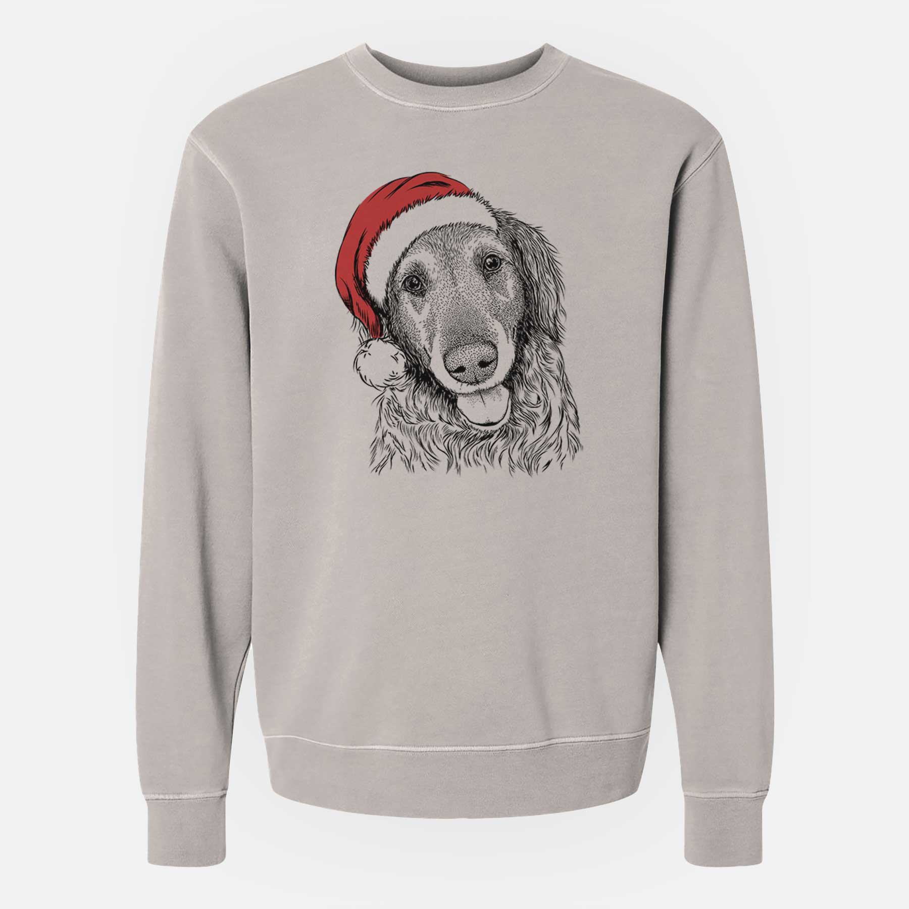 Santa Duncan the Golden Retriever - Unisex Pigment Dyed Crew Sweatshirt