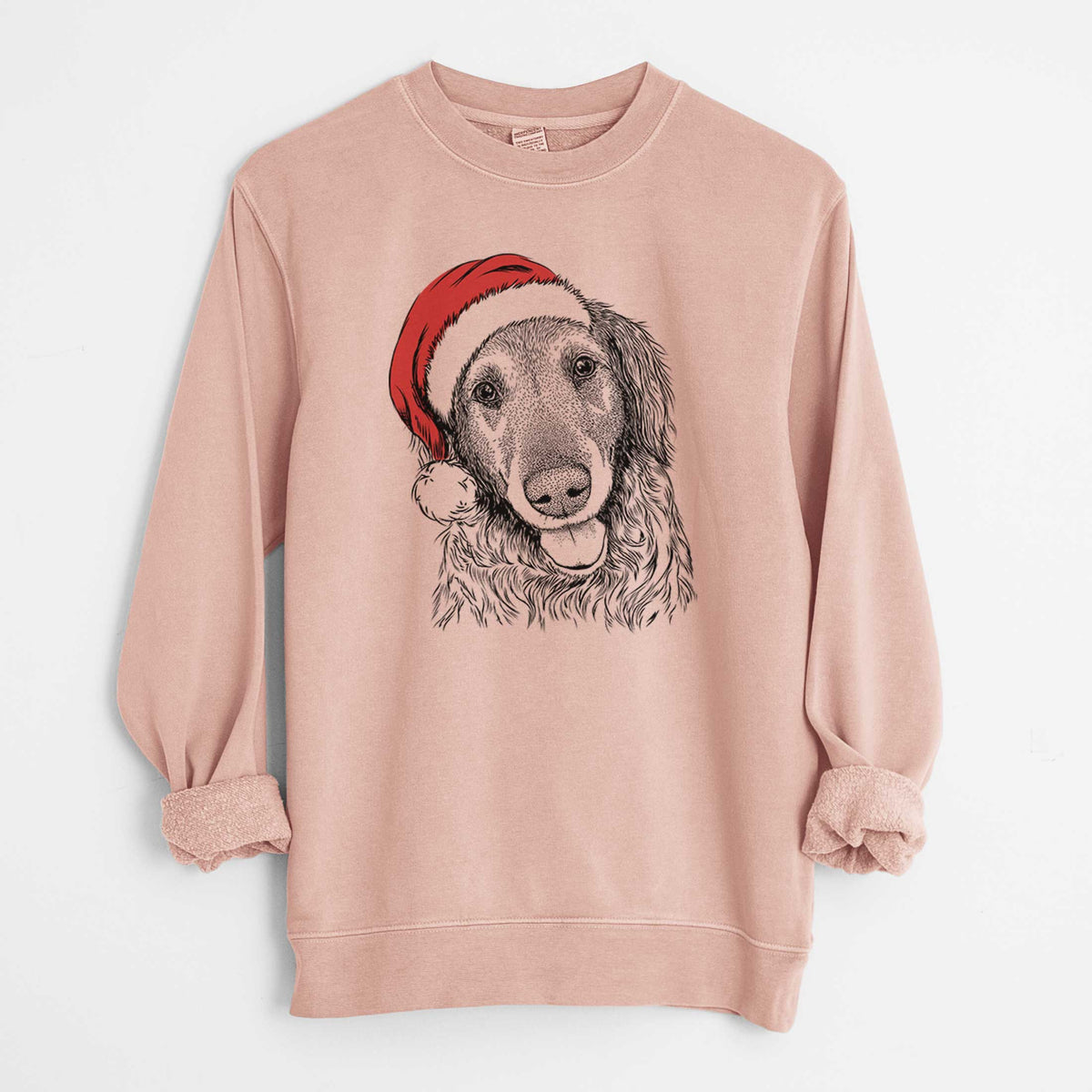Santa Duncan the Golden Retriever - Unisex Pigment Dyed Crew Sweatshirt