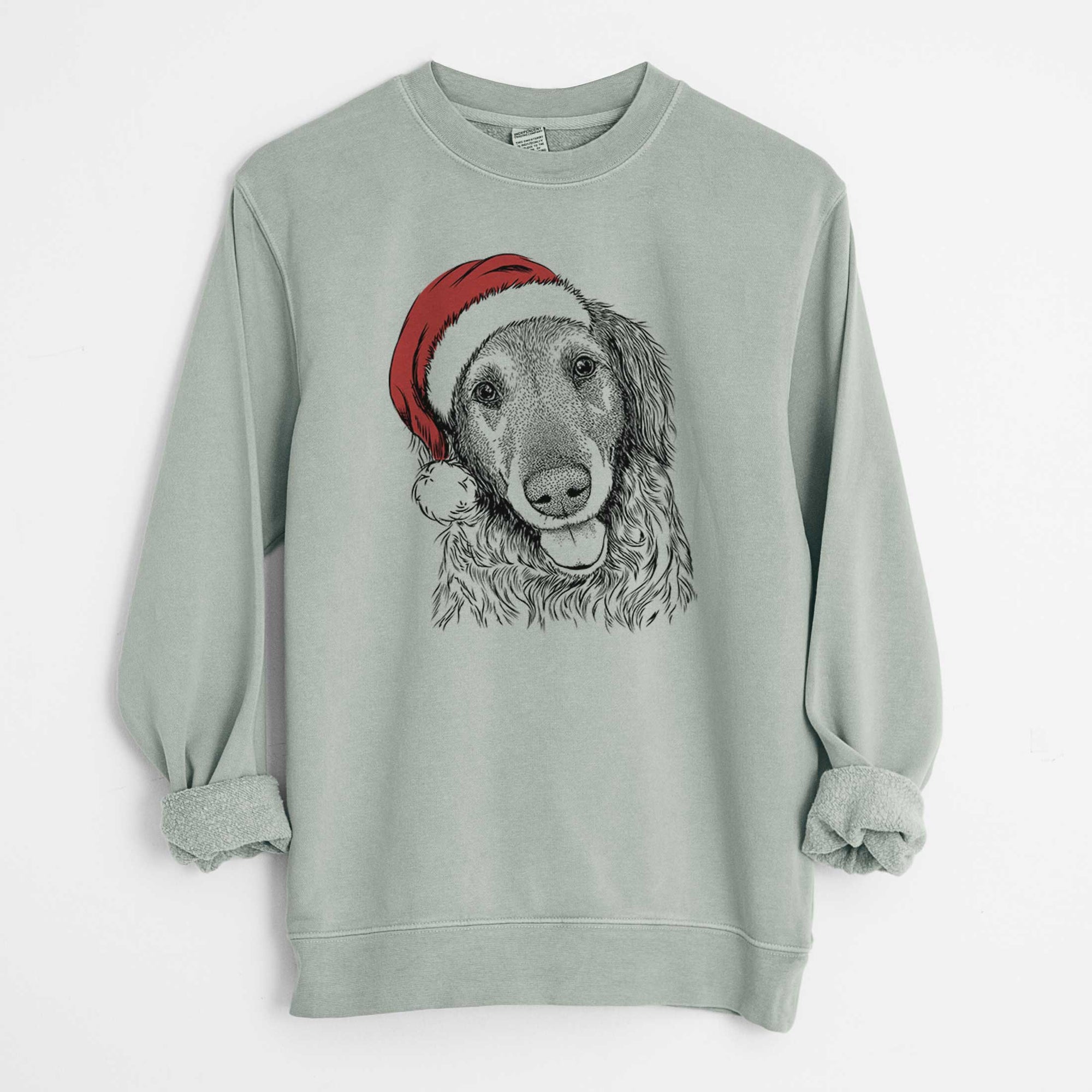 Santa Duncan the Golden Retriever - Unisex Pigment Dyed Crew Sweatshirt