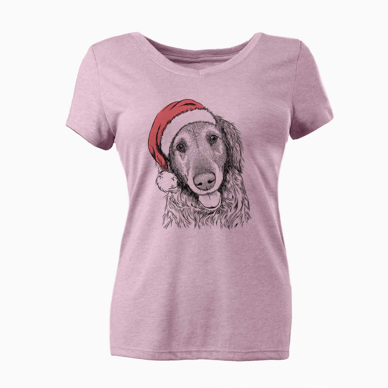 Santa Duncan the Golden Retriever - Women's V-neck Shirt