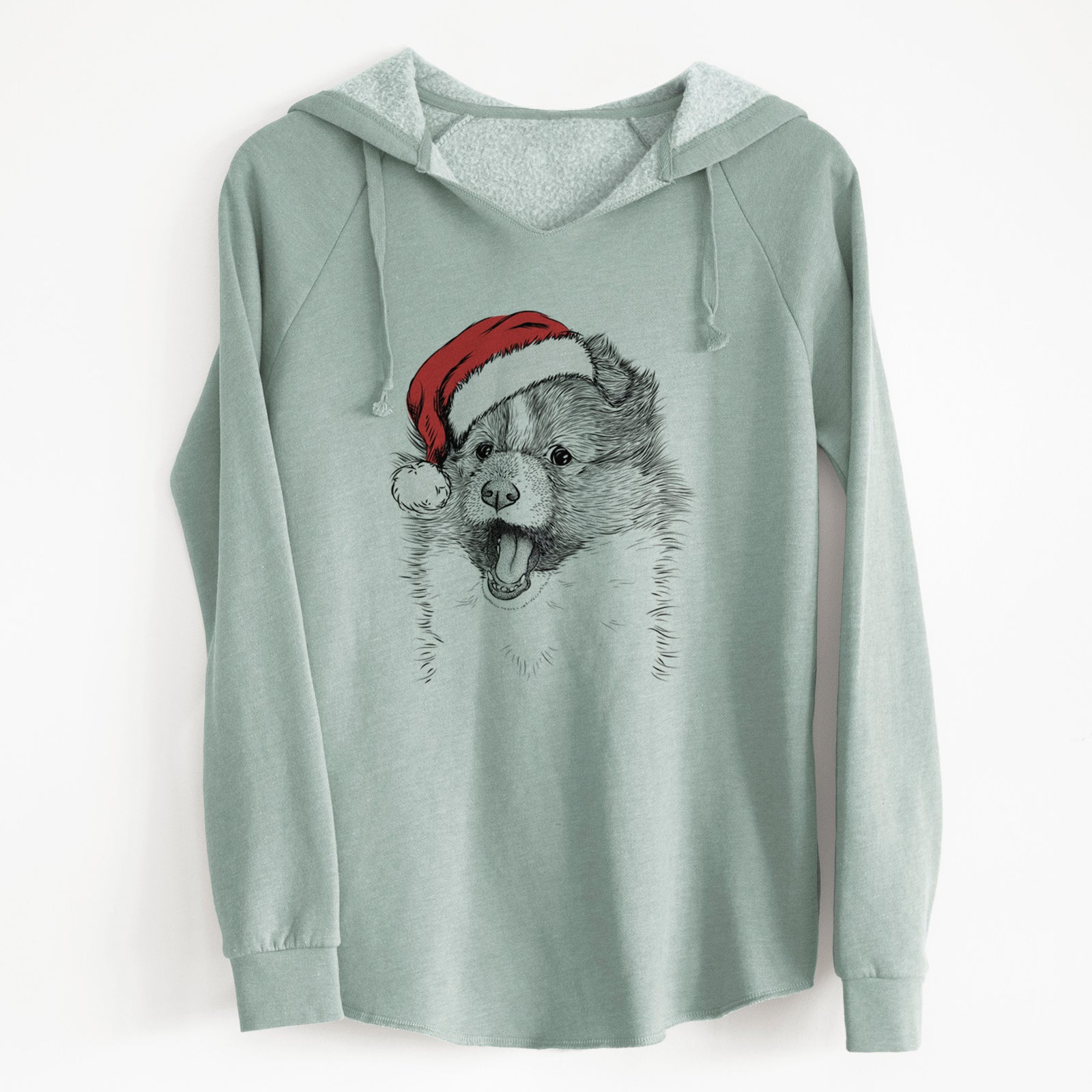 Santa Dylan the Shetland Sheepdog - Cali Wave Hooded Sweatshirt