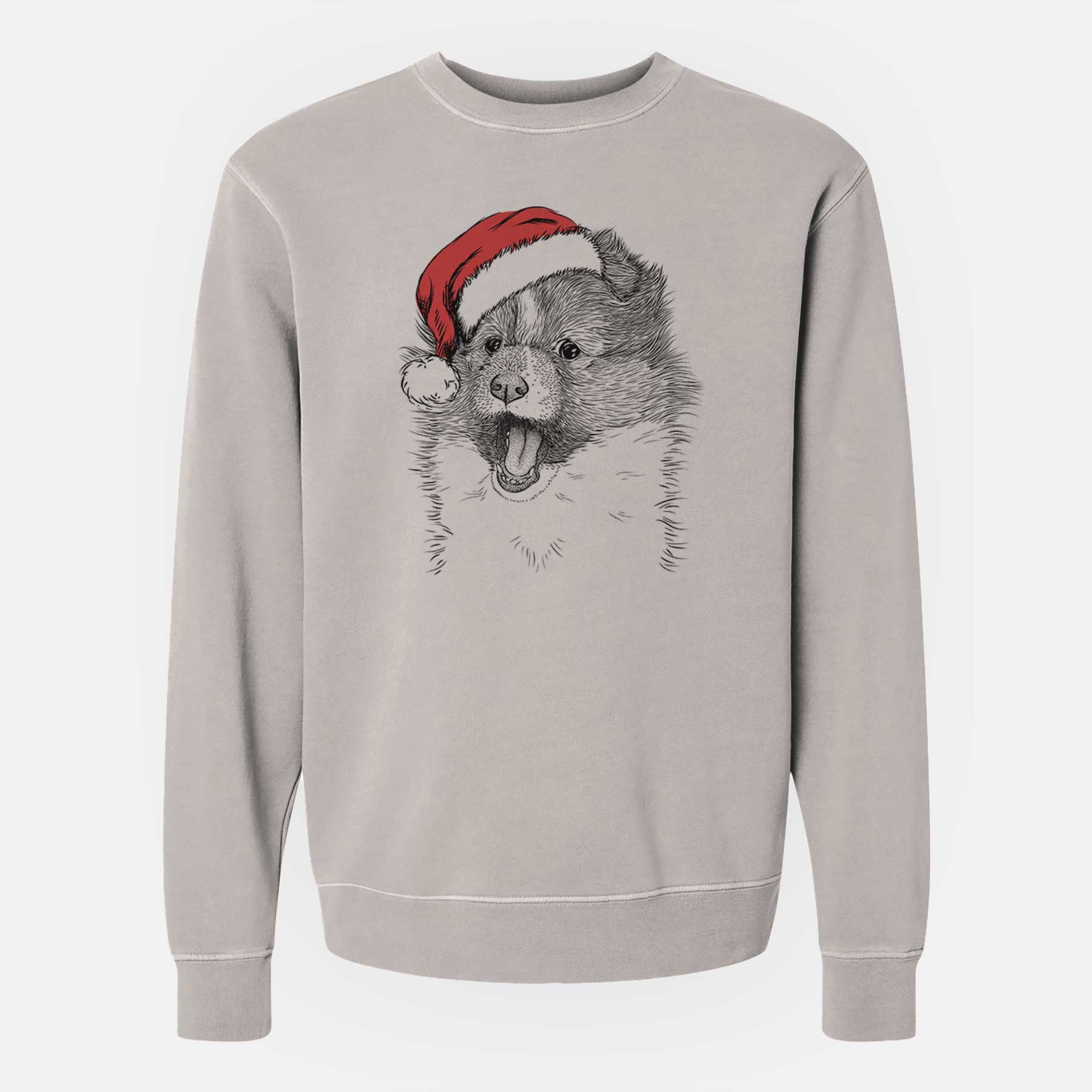 Santa Dylan the Shetland Sheepdog - Unisex Pigment Dyed Crew Sweatshirt