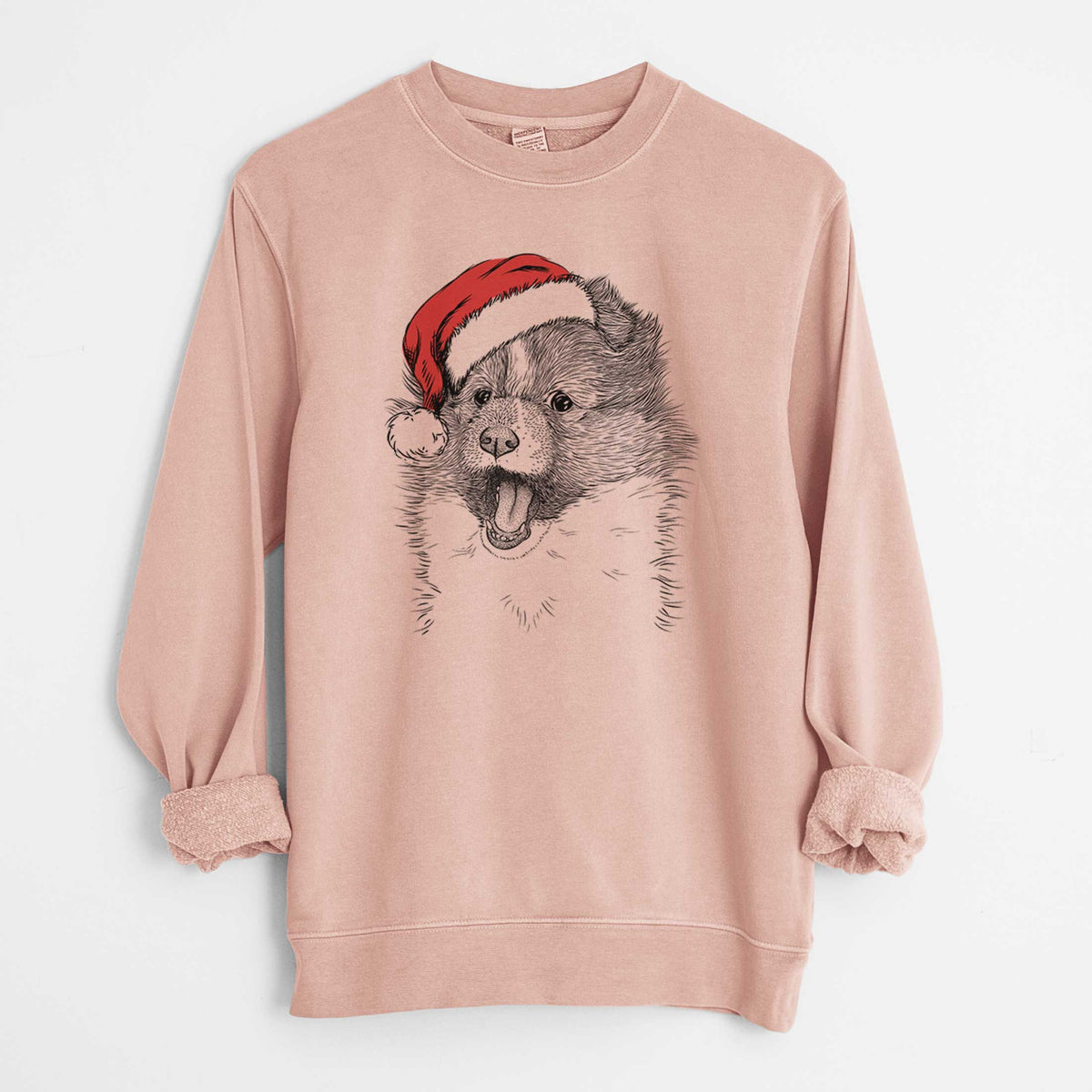 Santa Dylan the Shetland Sheepdog - Unisex Pigment Dyed Crew Sweatshirt