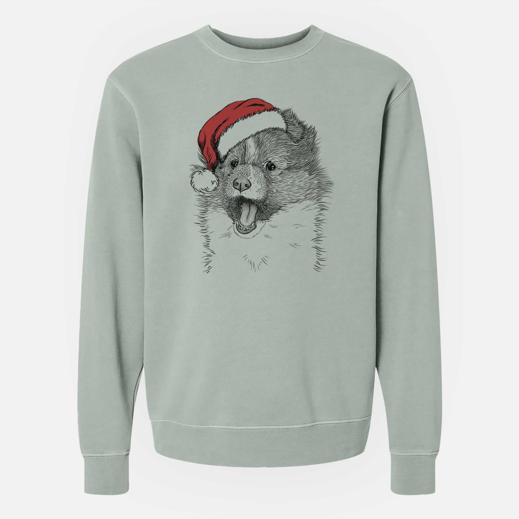 Santa Dylan the Shetland Sheepdog - Unisex Pigment Dyed Crew Sweatshirt