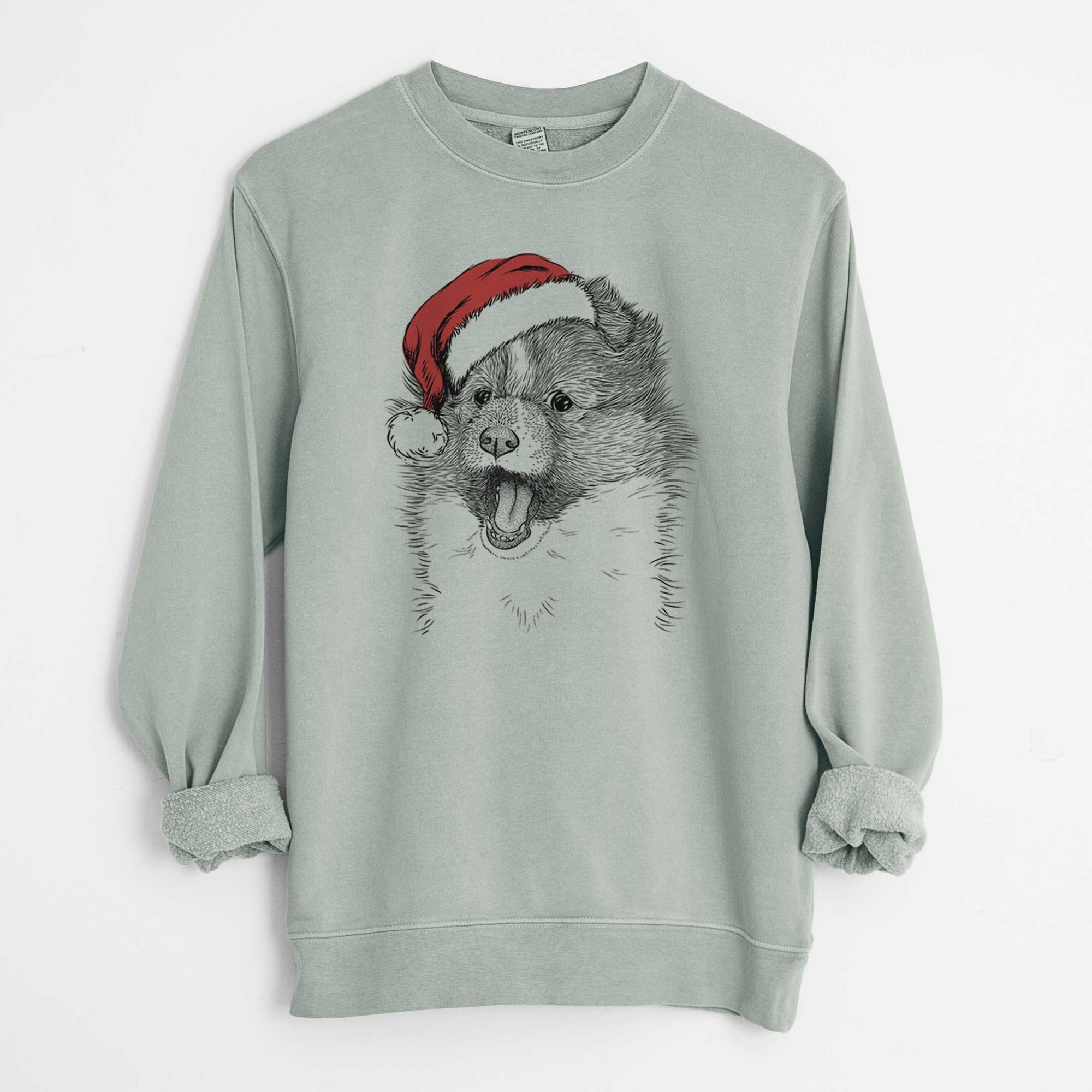 Santa Dylan the Shetland Sheepdog - Unisex Pigment Dyed Crew Sweatshirt