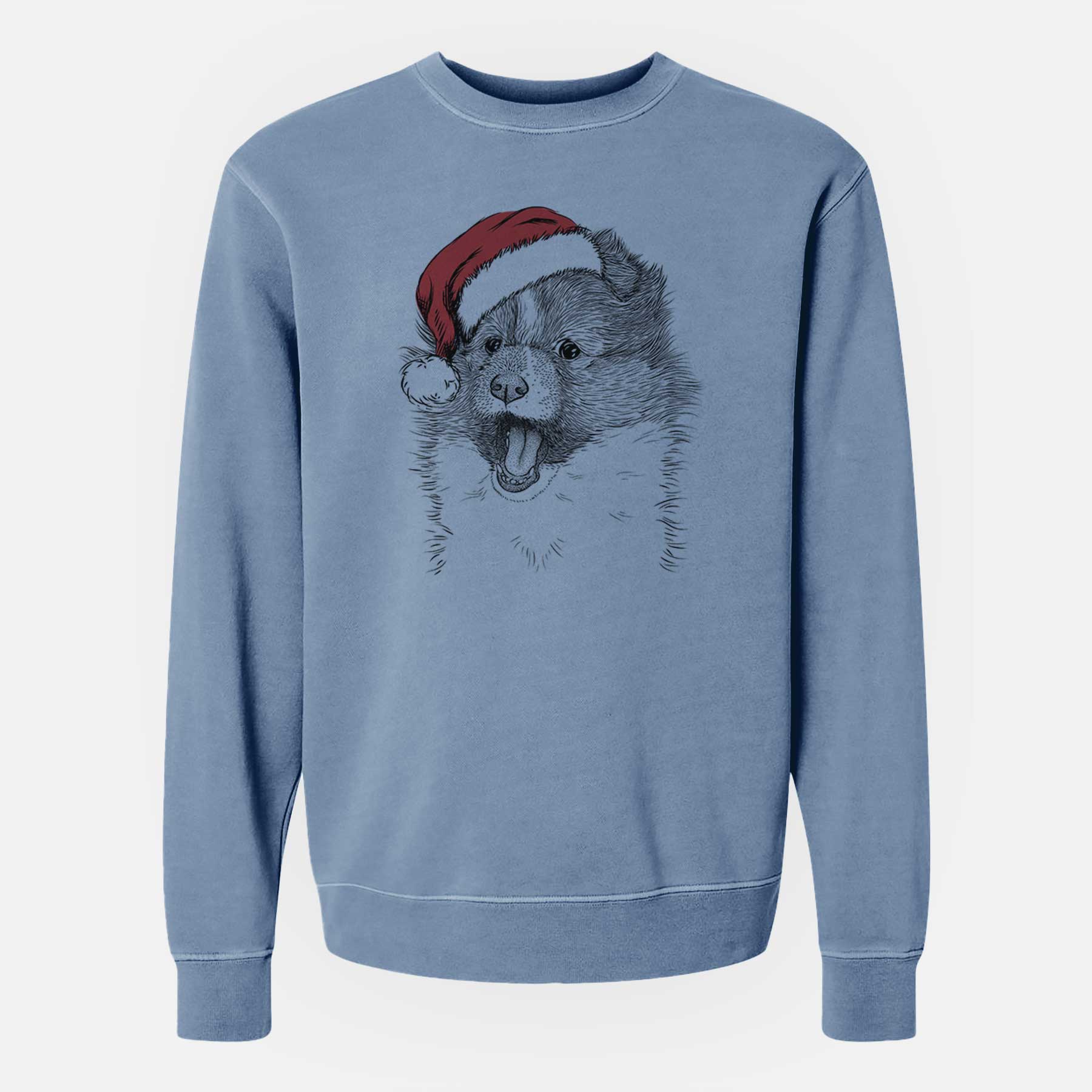 Santa Dylan the Shetland Sheepdog - Unisex Pigment Dyed Crew Sweatshirt