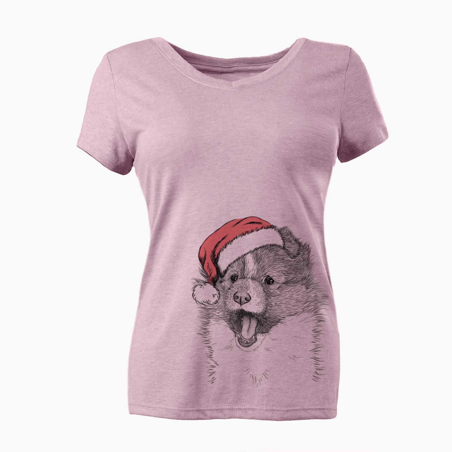 Santa Dylan the Shetland Sheepdog - Women's V-neck Shirt