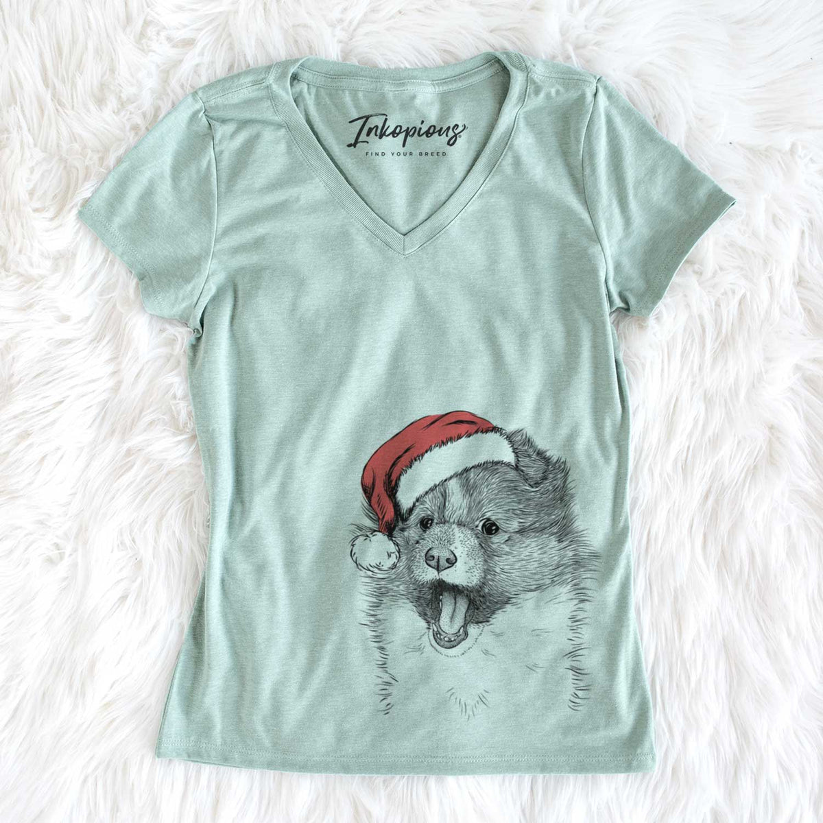 Santa Dylan the Shetland Sheepdog - Women&#39;s V-neck Shirt