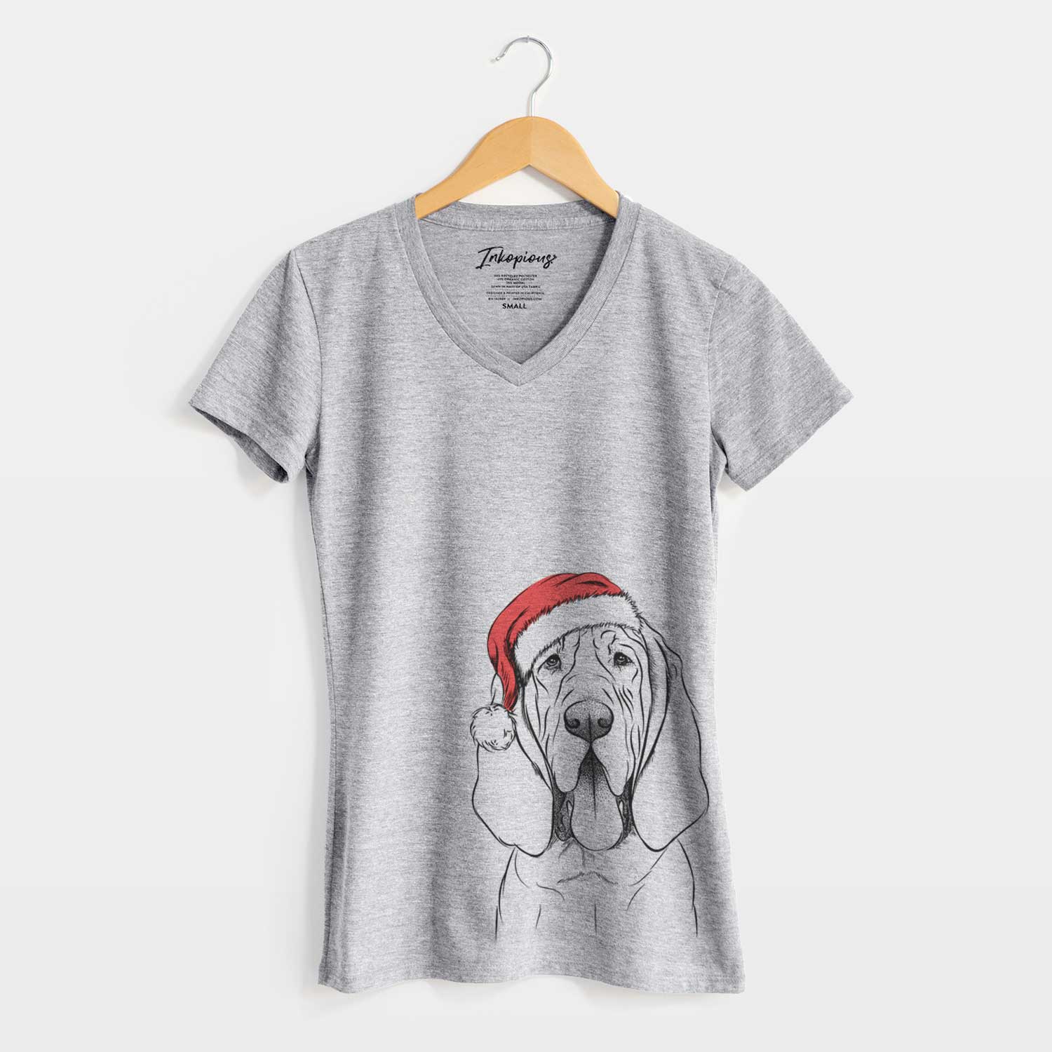 Santa Earl the Bloodhound - Women's V-neck Shirt