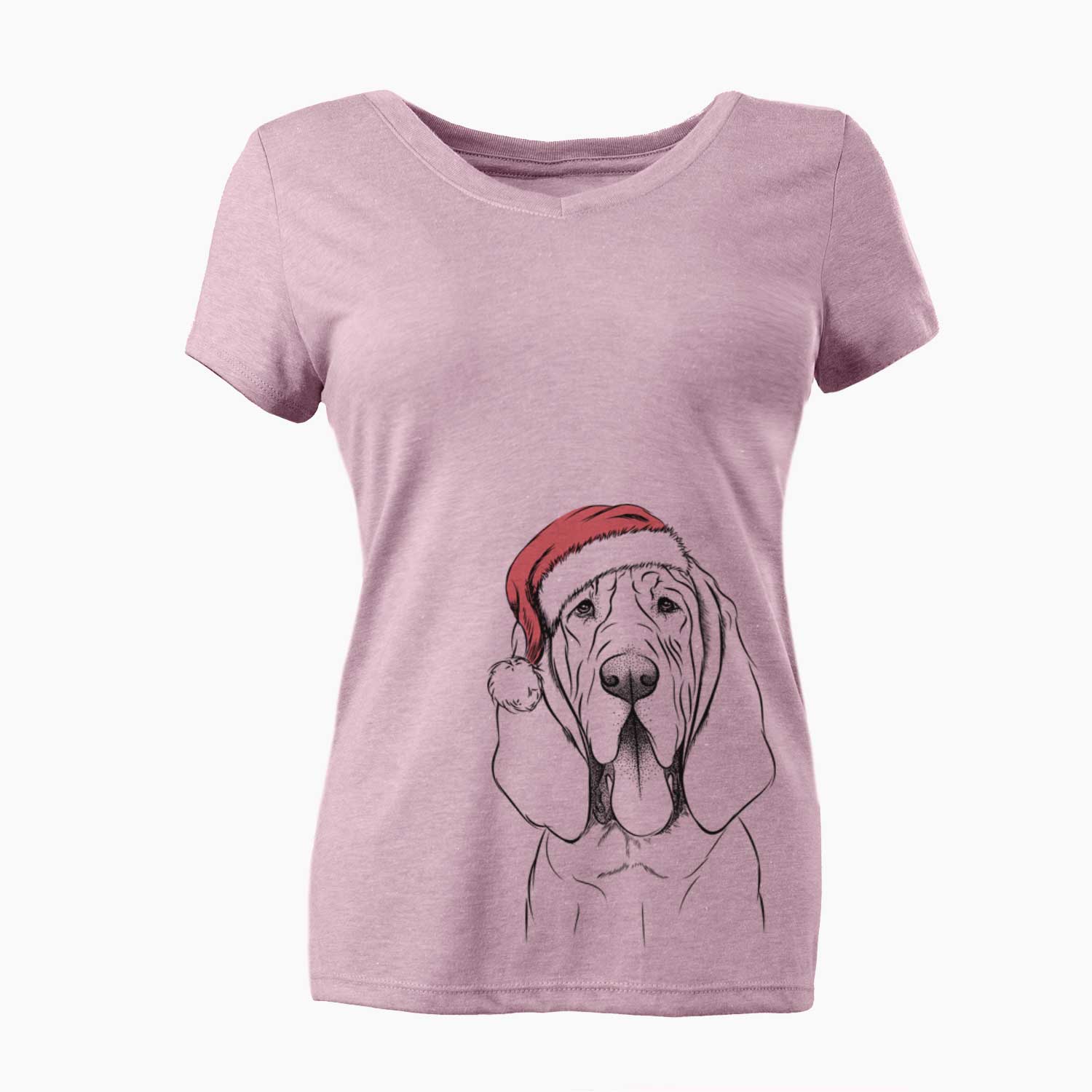 Santa Earl the Bloodhound - Women's V-neck Shirt