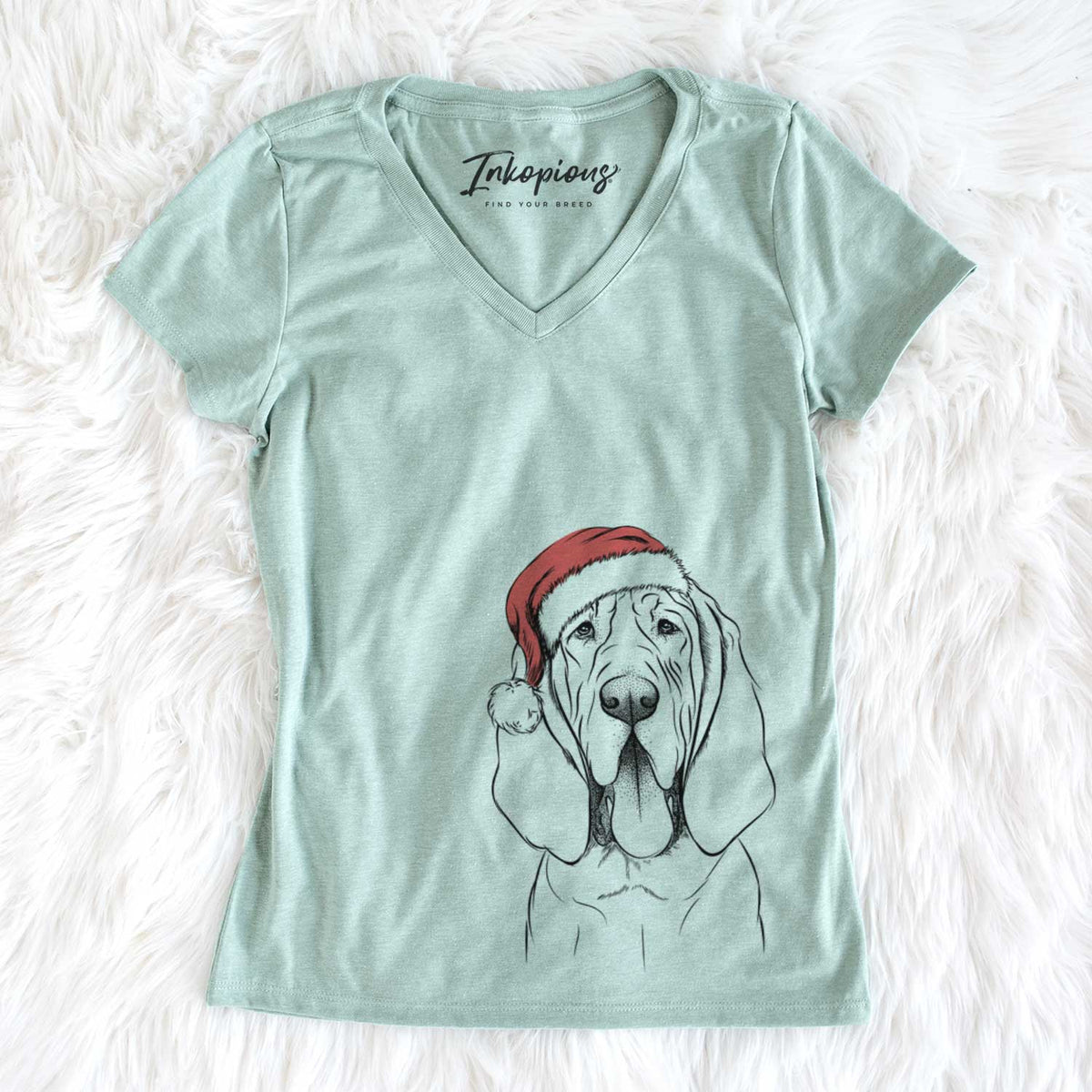 Santa Earl the Bloodhound - Women&#39;s V-neck Shirt